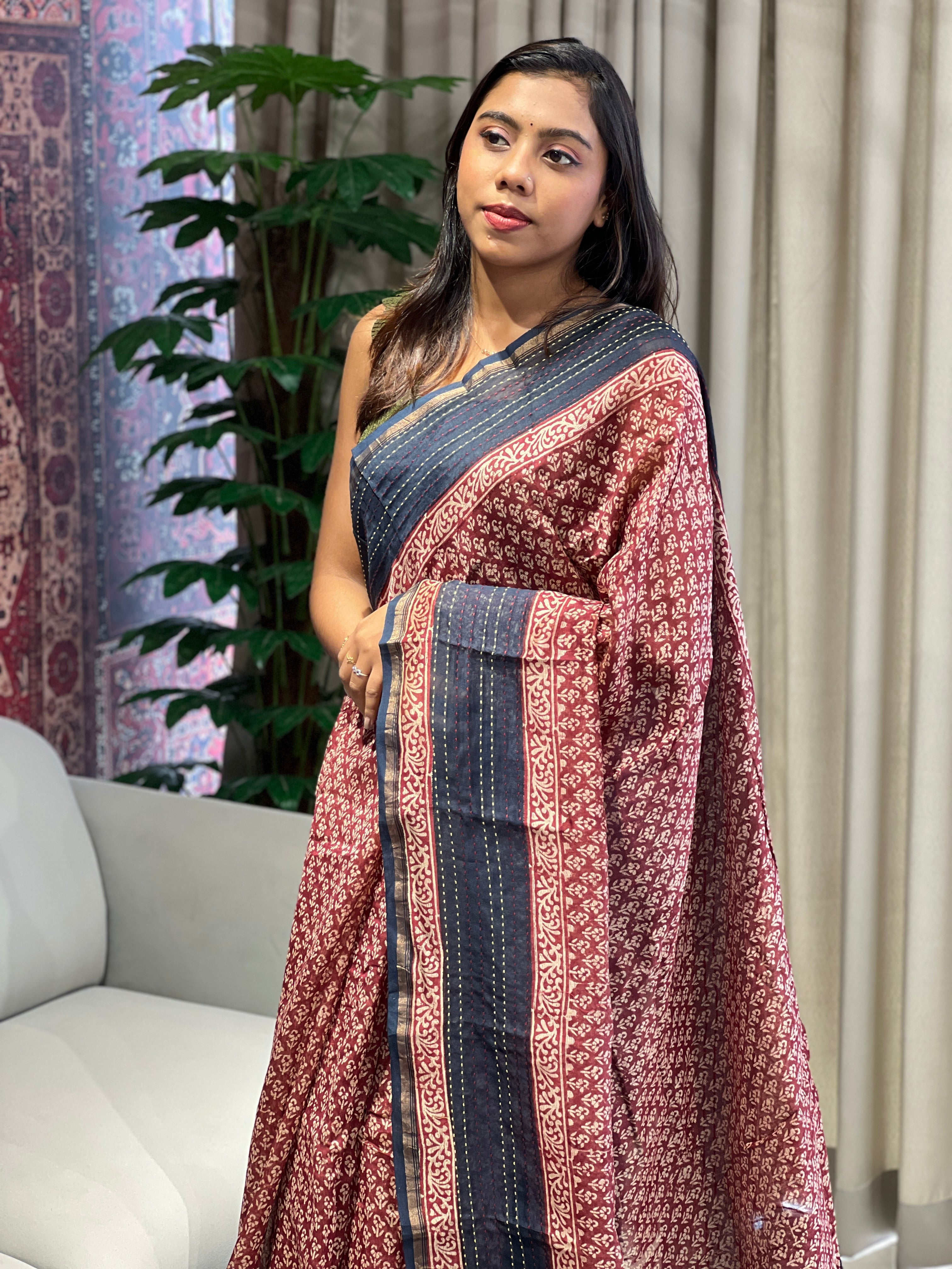 Digital Printed Chanderi Saree | RGD780