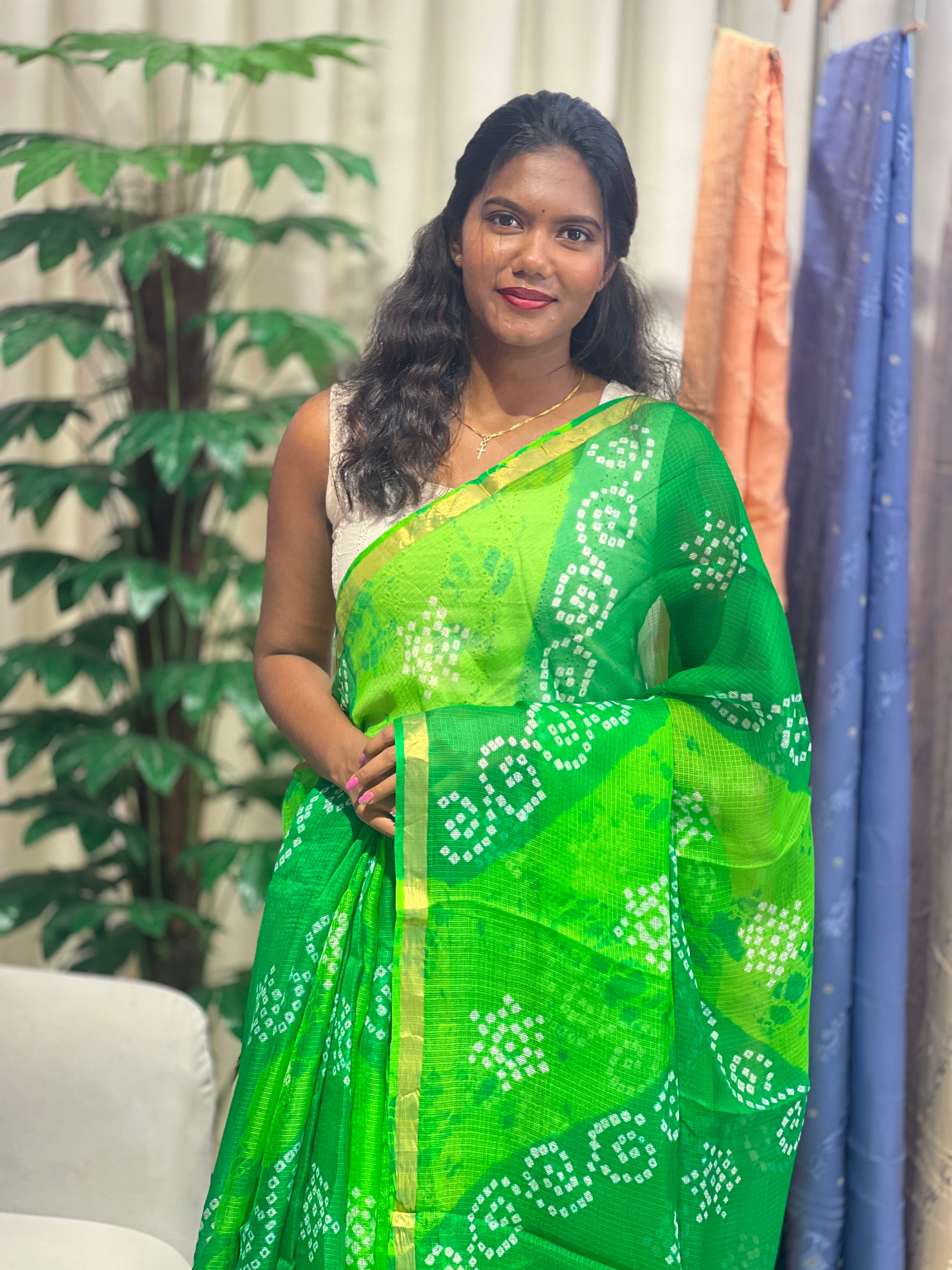 Lehar Pattern Tie & Dye Silky Kota Saree | MSB151