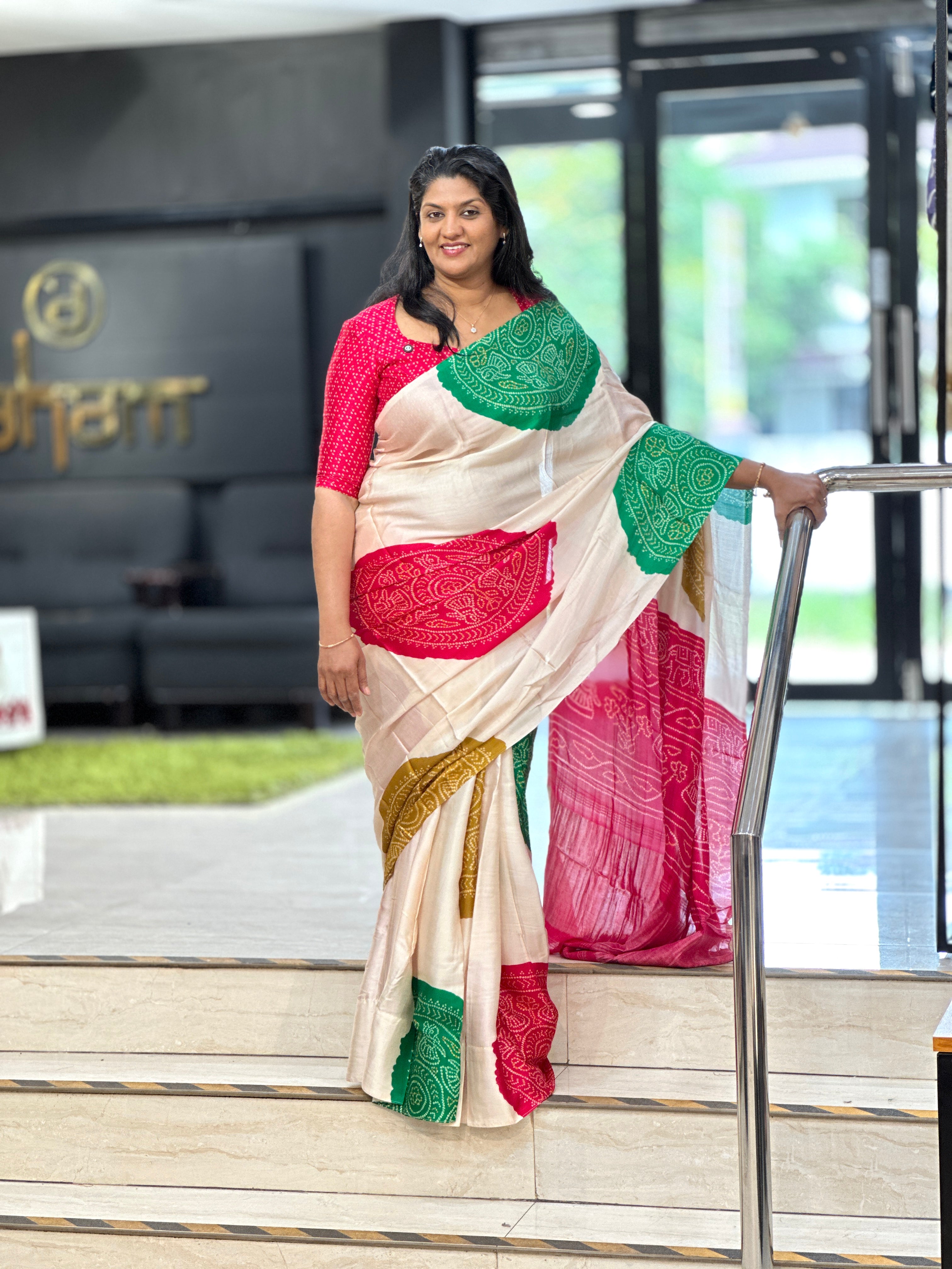 Bandhani Printed Semi Modal Saree | SSN460