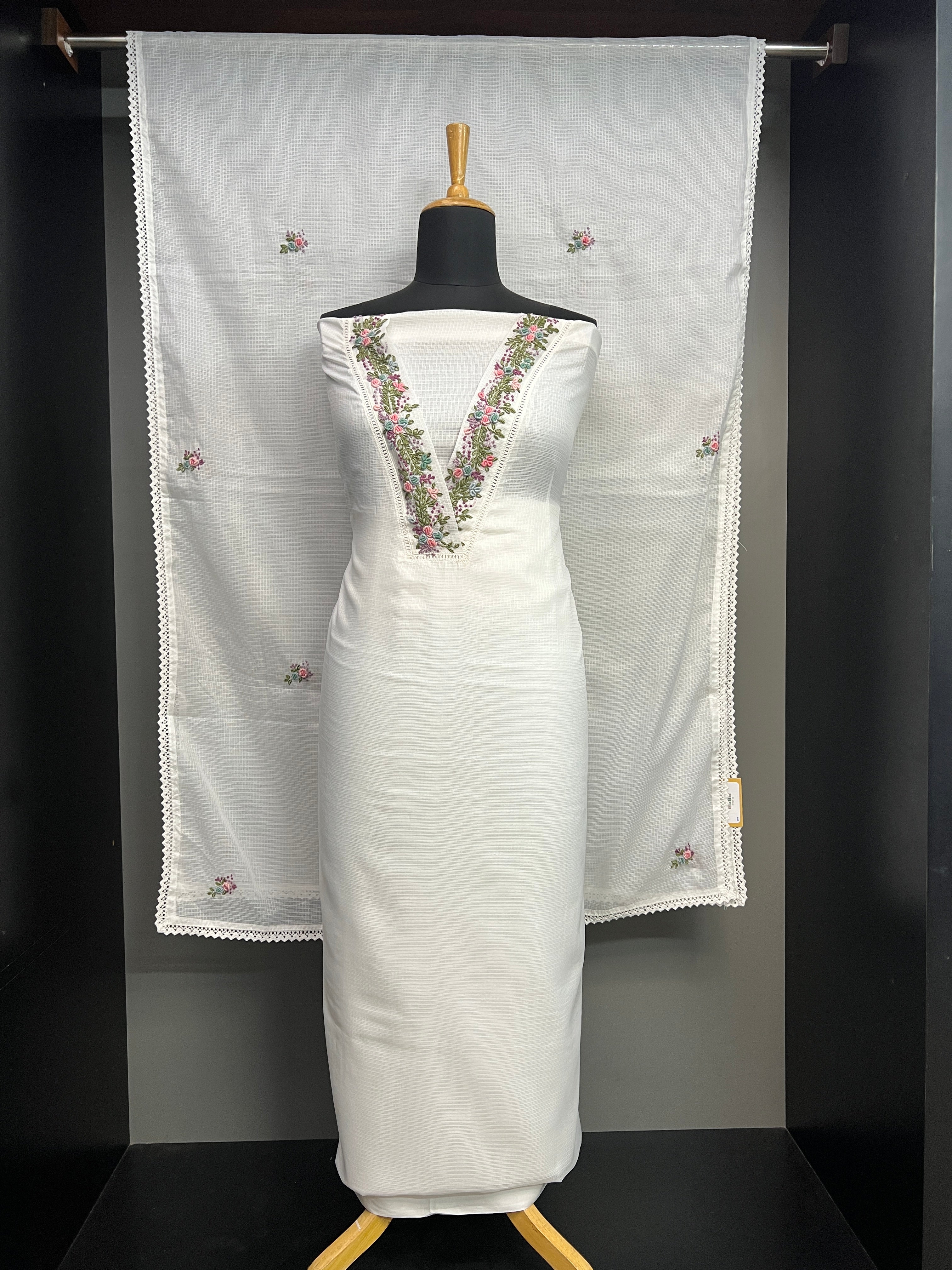 Embroidery Detailed Silky Kota Salwar Set | SRF140