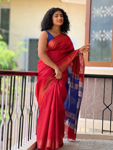 Temple Border Semi Silk Saree | SKH163