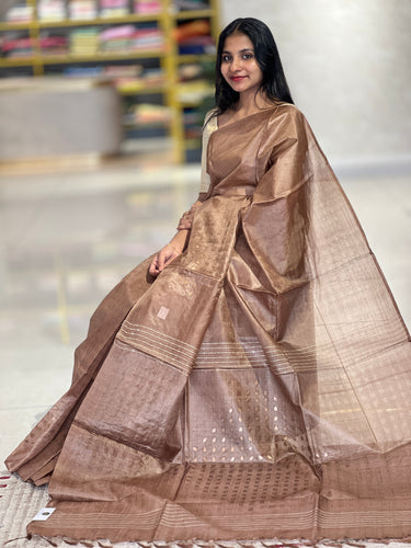 Basket Weaved Soft Tussar Saree | ACT1398