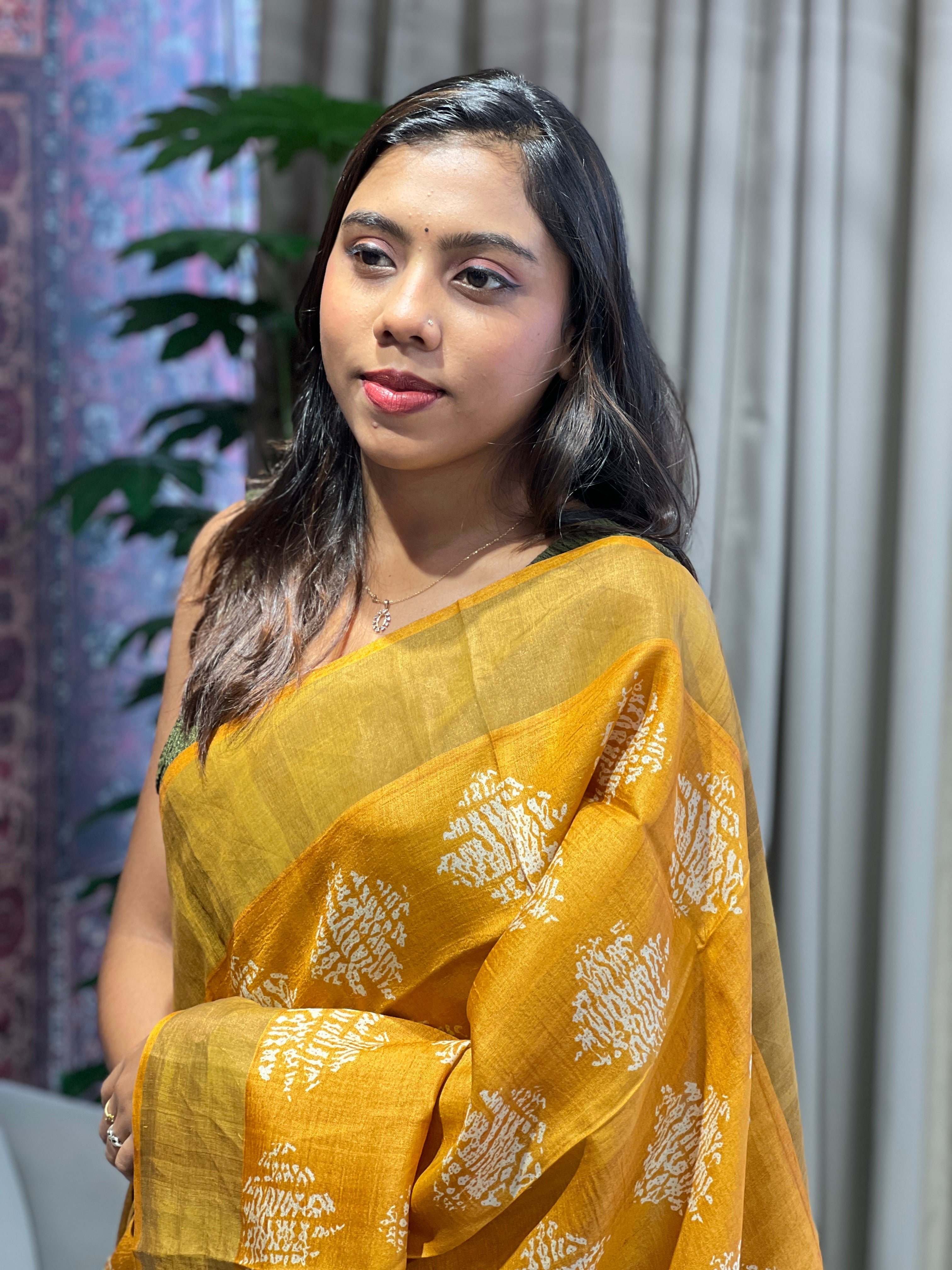 Kalamkari Inspired Print Detailed Pure Tussar Saree | RGD770