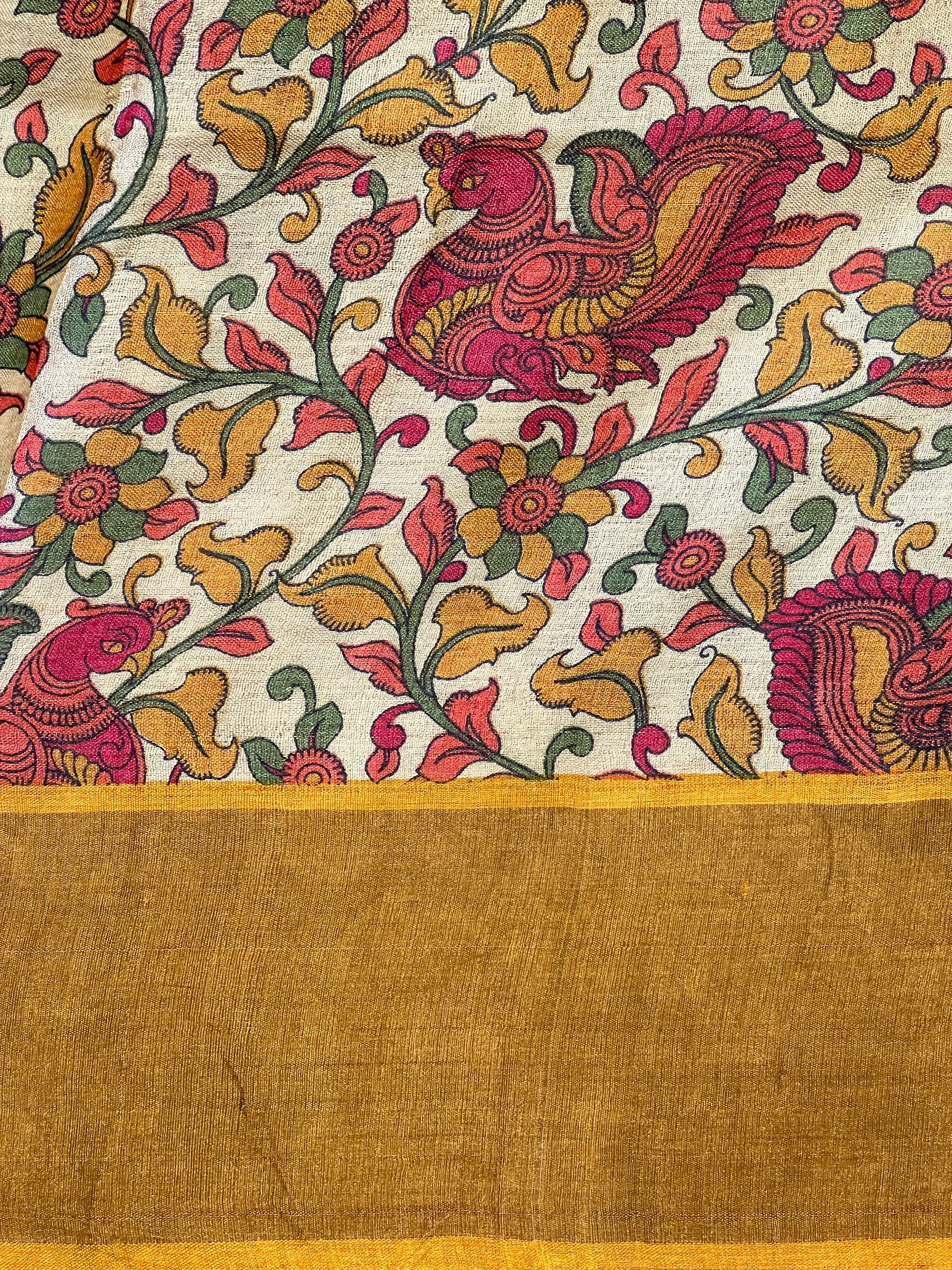 Kalamkari Inspired Print Detailed Pure Tussar Saree | RGD770