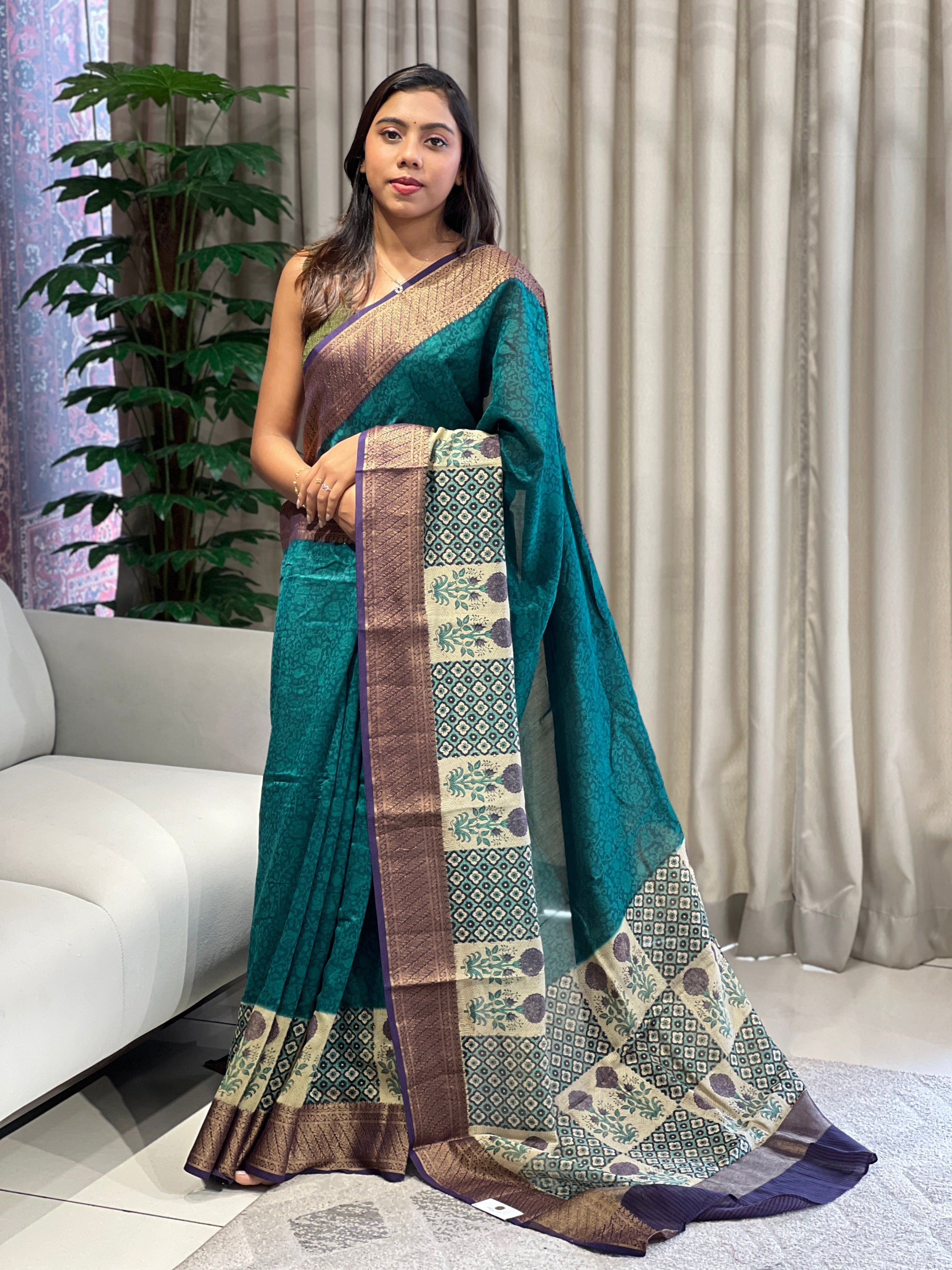Screen Printed Chanderi Saree | RGD785