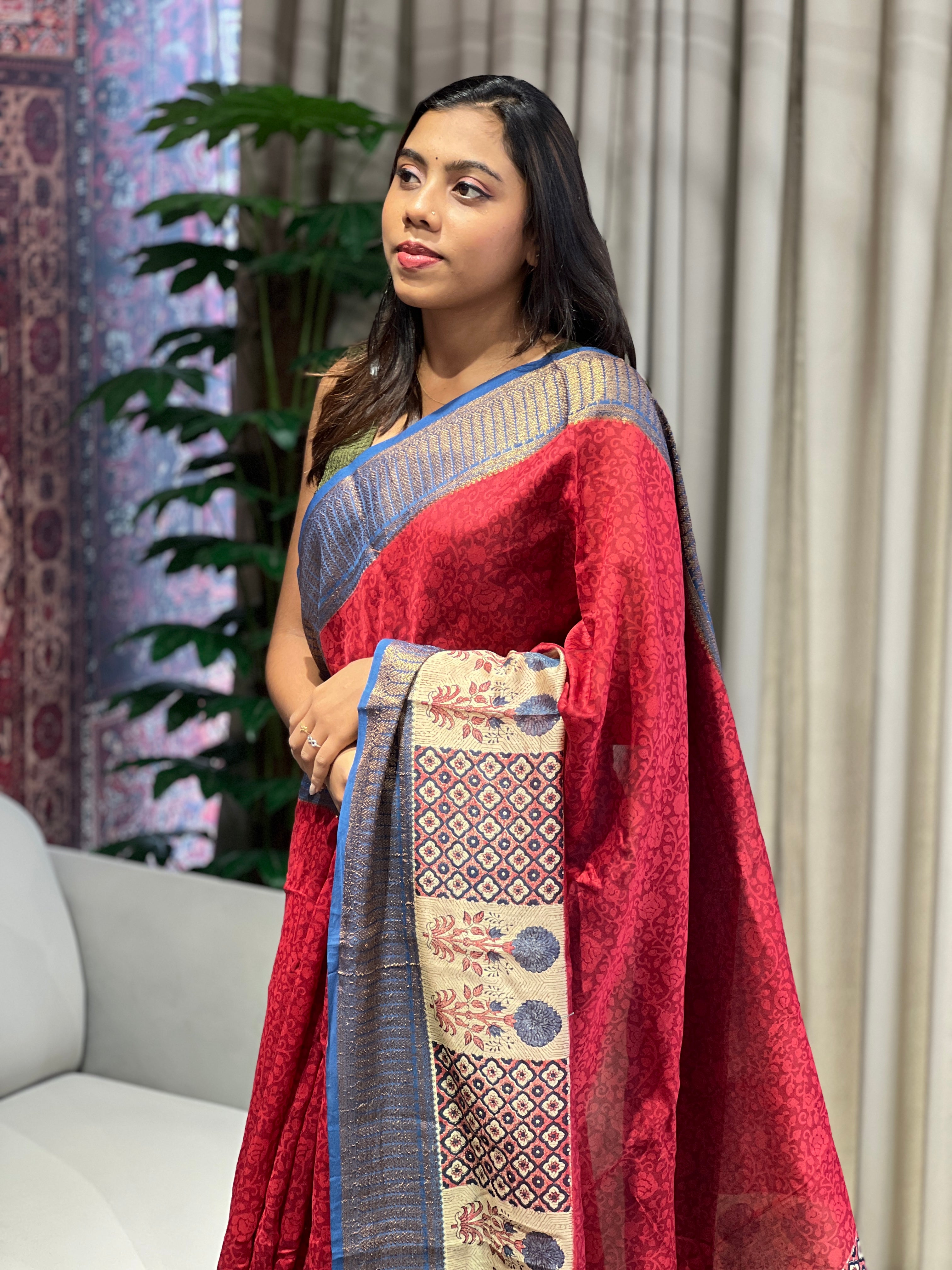 Screen Printed Chanderi Saree | RGD787