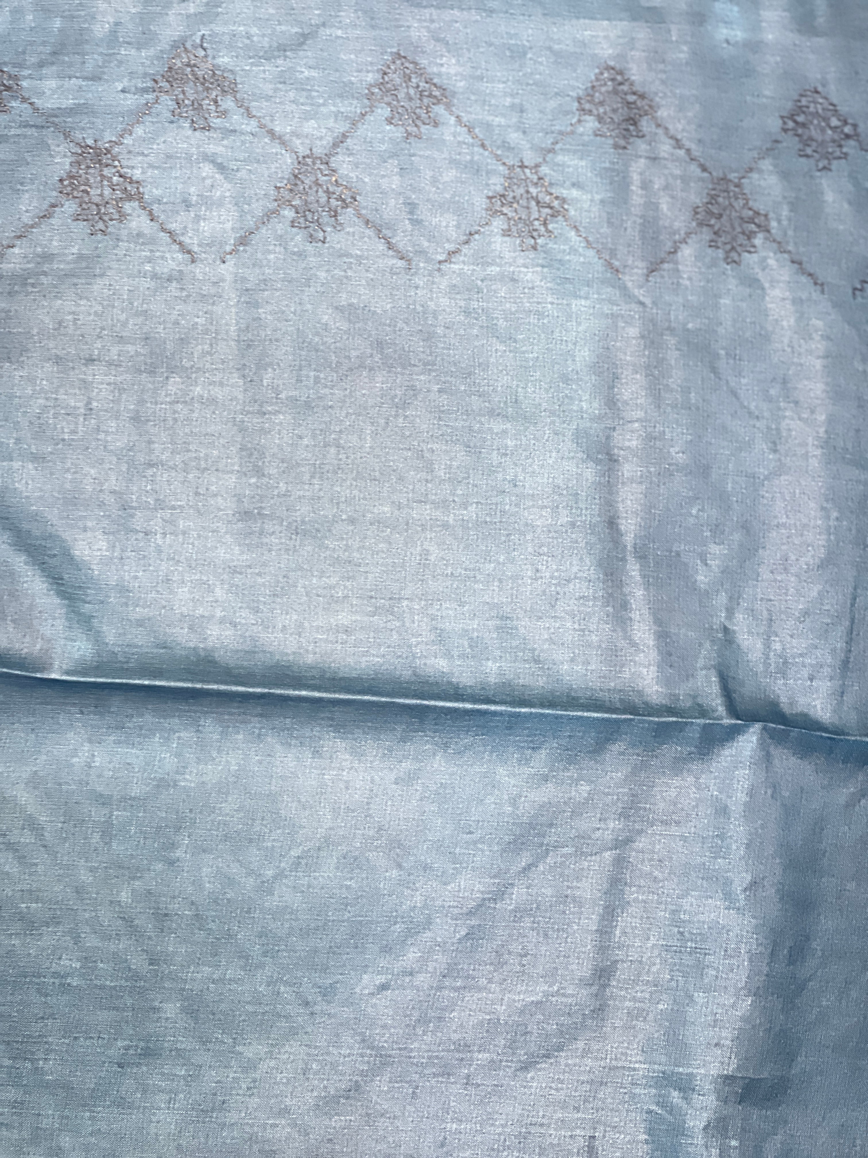 Machine Embroidery Geometric Patterned Tussar Saree | MNH477