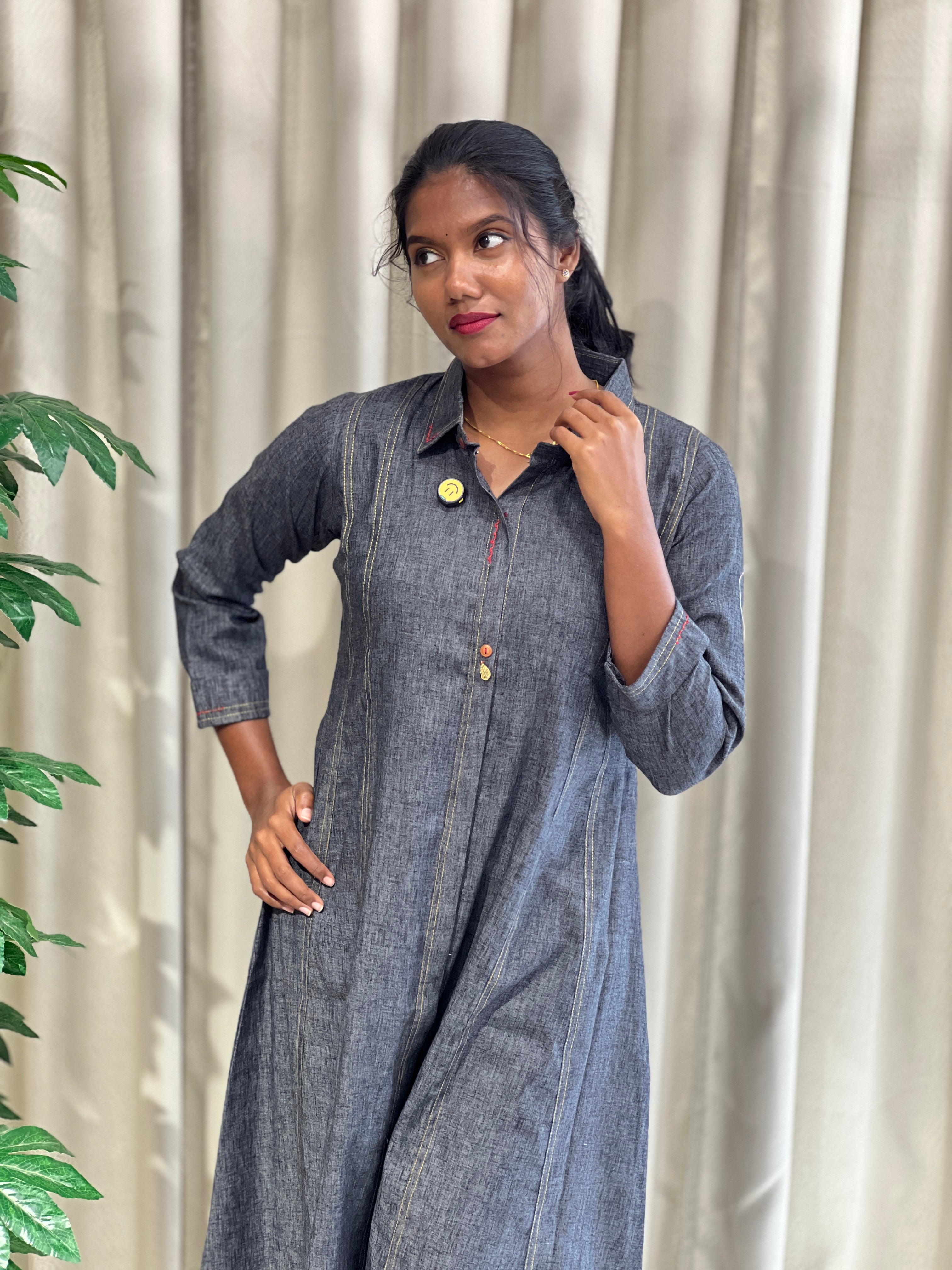 Panel Cut Detailed Kurta Top and Bottom | IB118