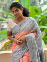 Kantha Weaving Style Tussur Finished Bhagalpuri Linen Saree | NHH210