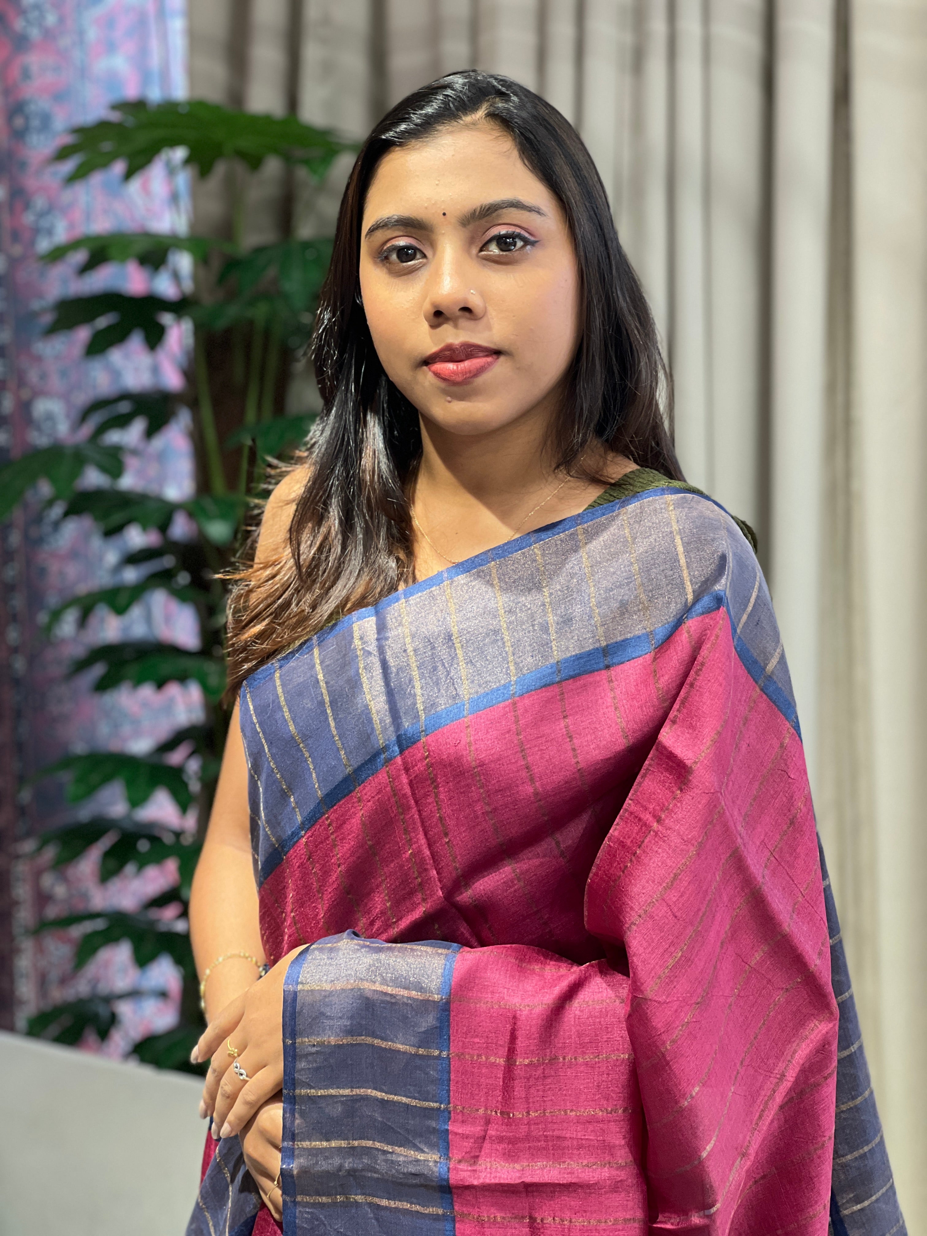 Zari Check Patterned Pure Tussar Saree | RGD767