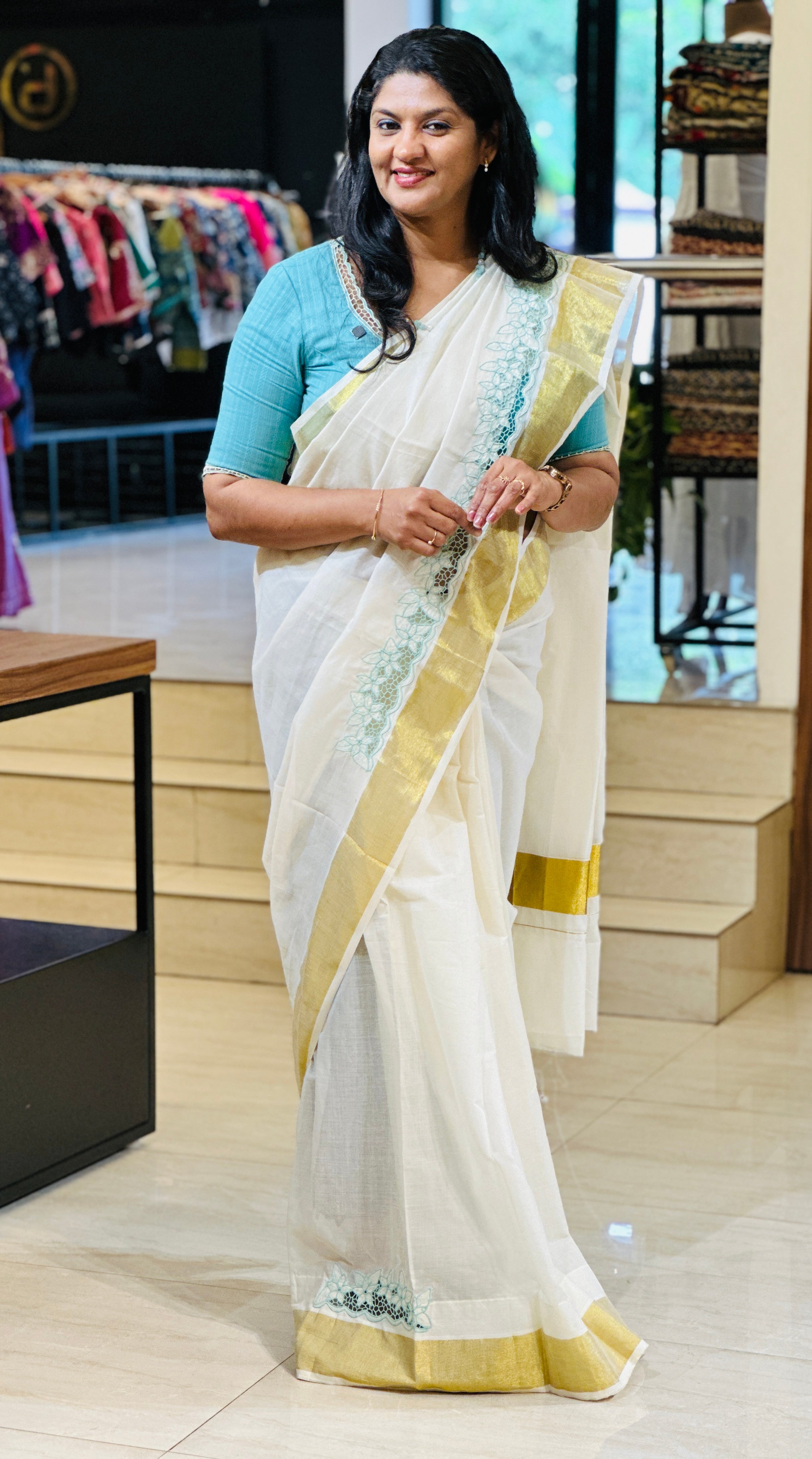 Twine Cutwork Kerala Cotton Saree (Without Blouse) | TC331