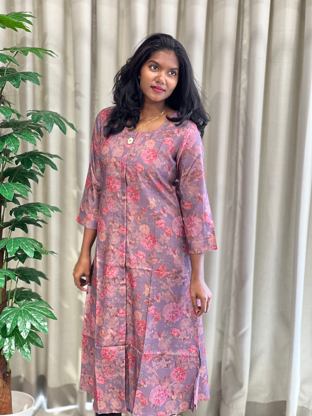 Floral Printed Muslin Finish Kurta | IB114