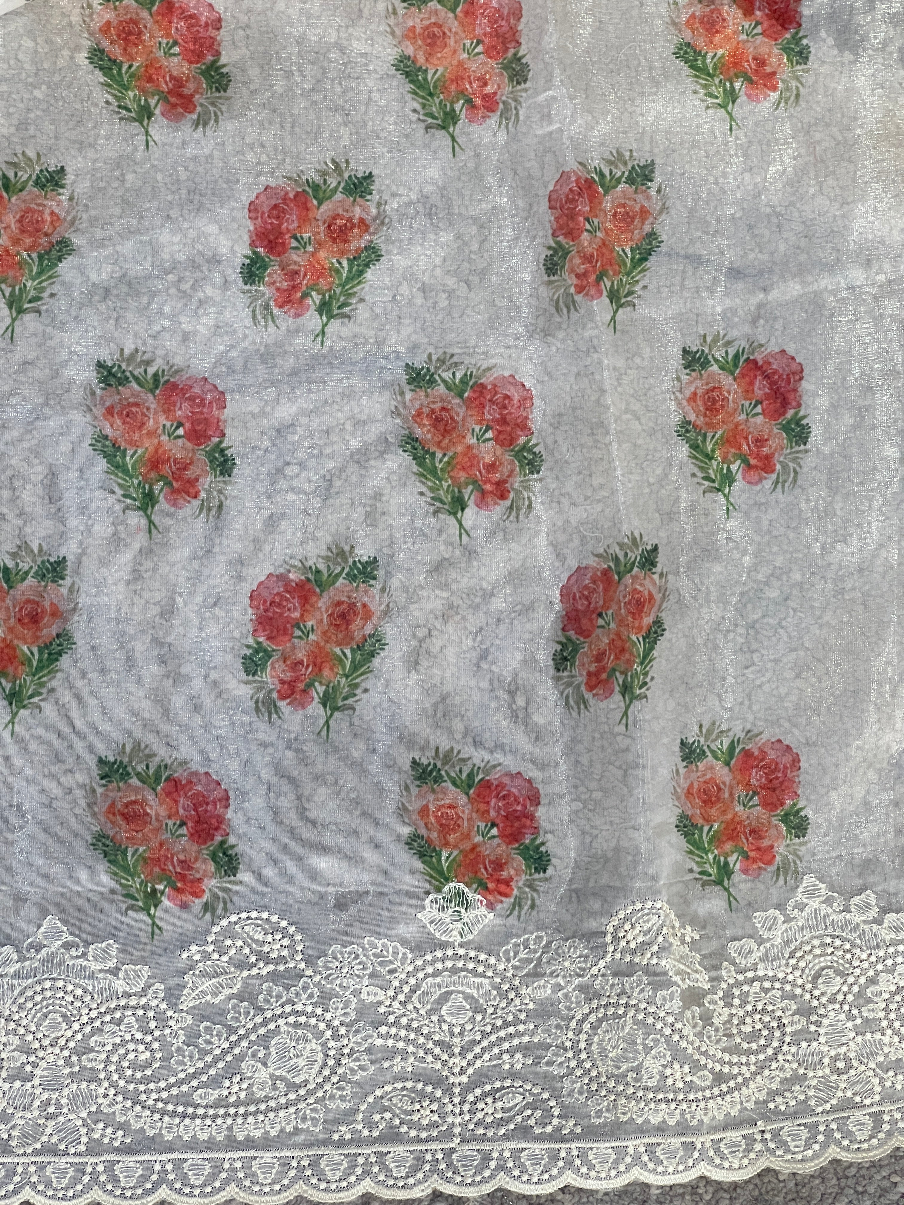 Floral Digital Printed Glass Organza Saree | HT430