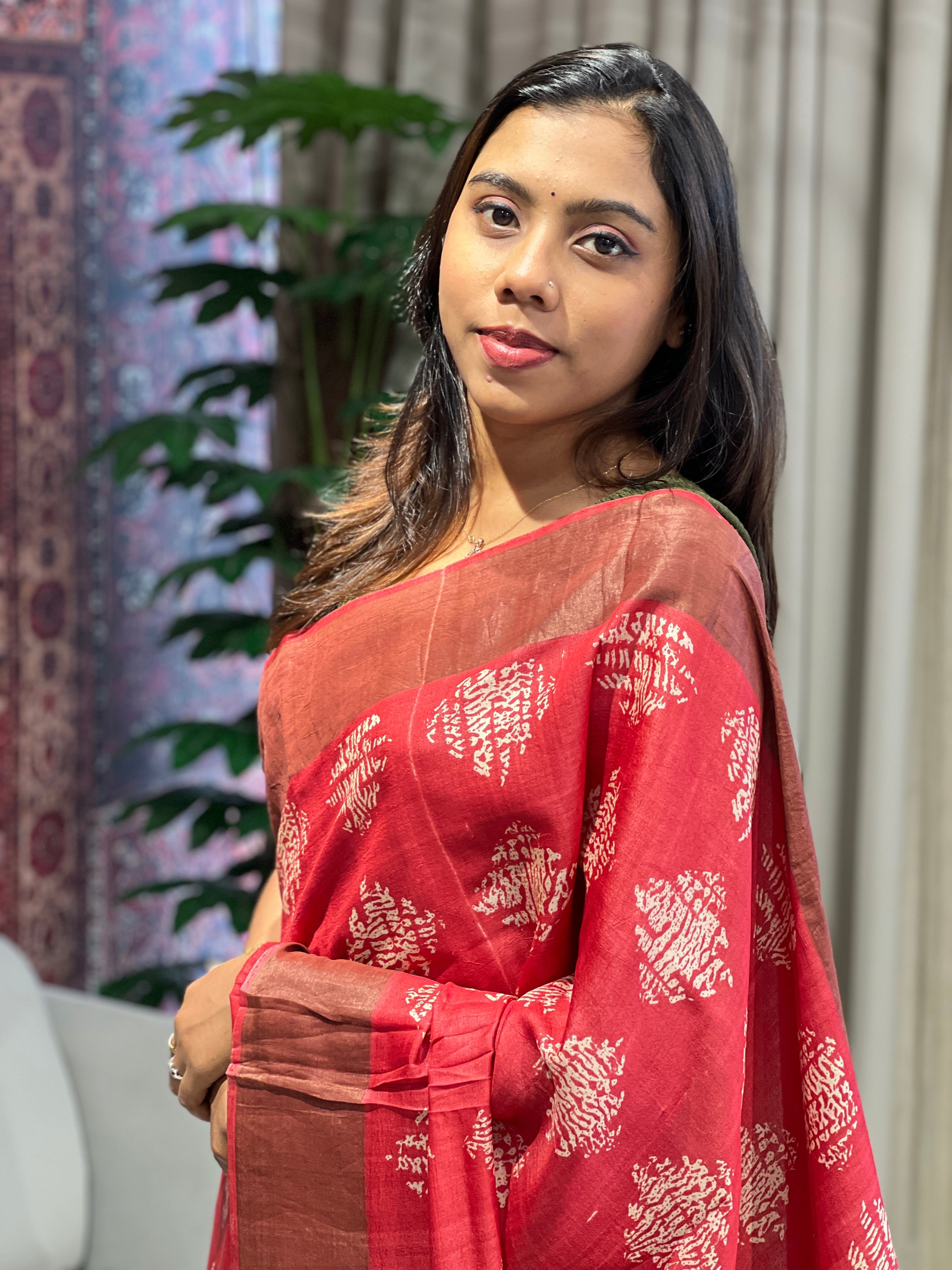 Kalamkari Inspired Print Detailed Pure Tussar Saree | RGD769