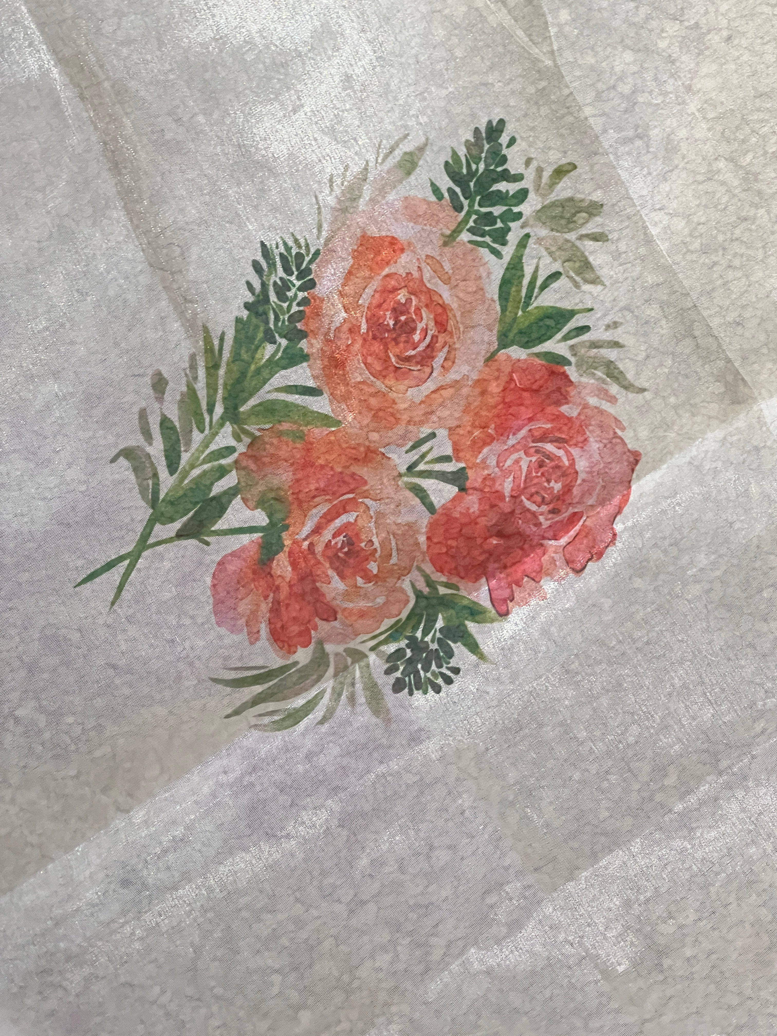 Floral Digital Printed Glass Organza Saree | HT430