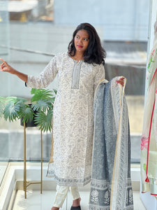 Floral Digital Printed Tissue Kurta Set | IB123