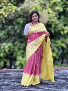 Kantha Weaving Style Bhagalpuri Linen Saree | NHH206