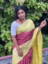 Kantha Weaving Style Bhagalpuri Linen Saree | NHH206