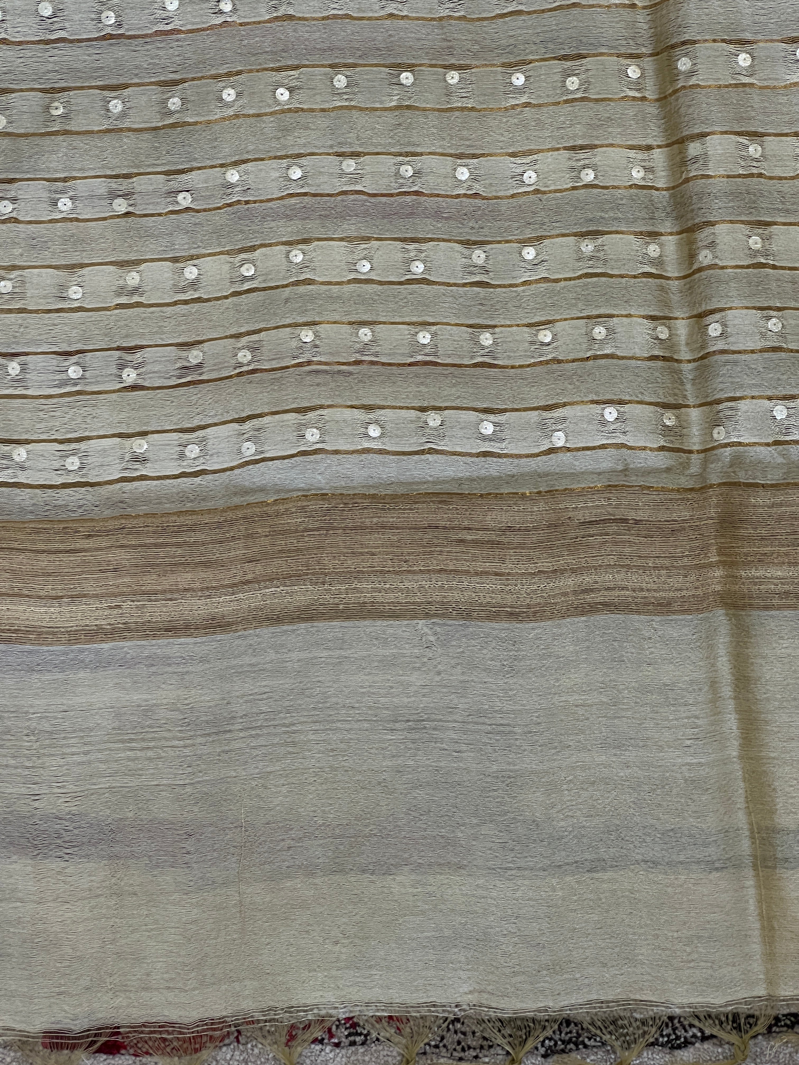 Basket Weaved With Sequence Detailed Soft Tussar Saree | ACT1387