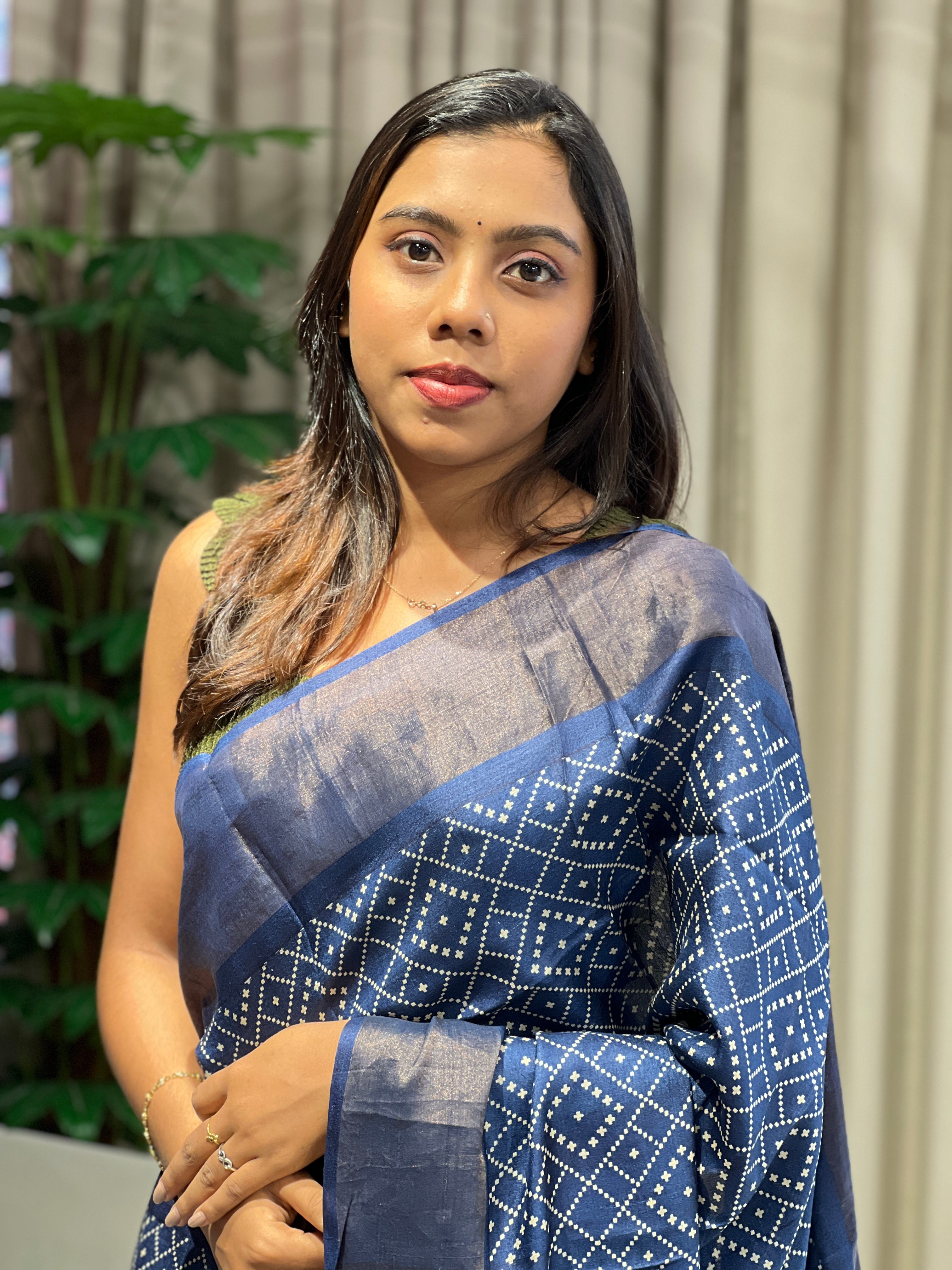 Discharge and Madhubani Printed Pure Tussar Saree | RGD775