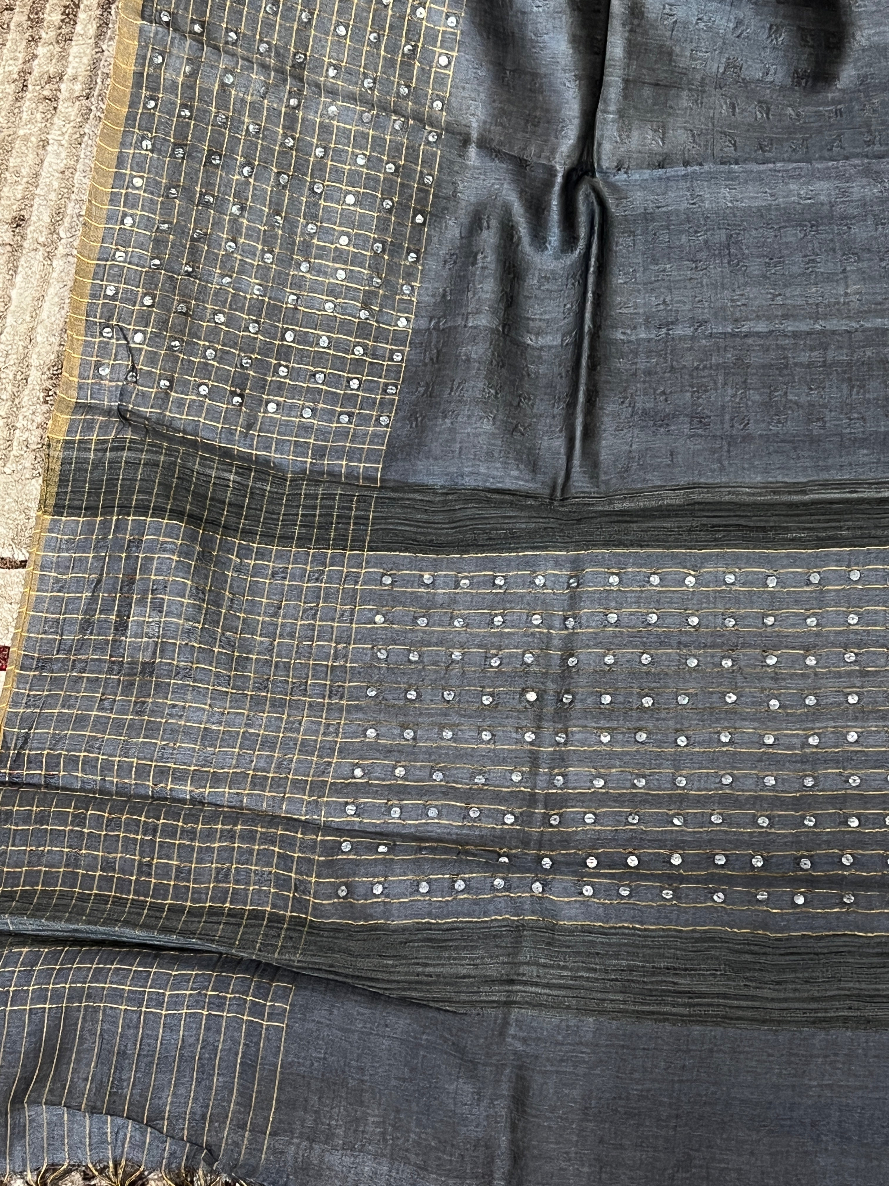 Zari Check Patterned Soft Tussar Saree | ACT1388