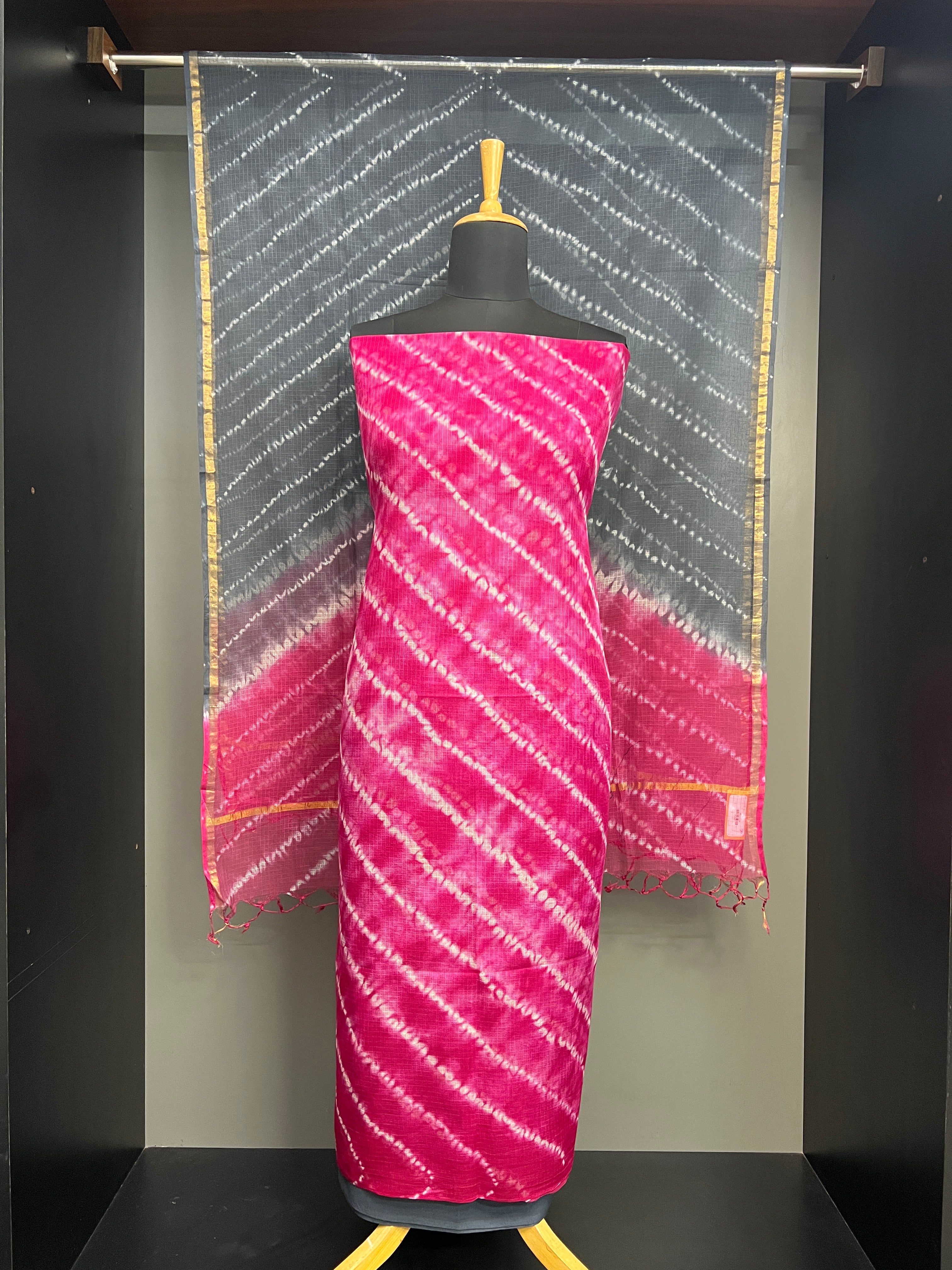 Tie And Dye Patterned Kota Doria Salwar Set | VFC565