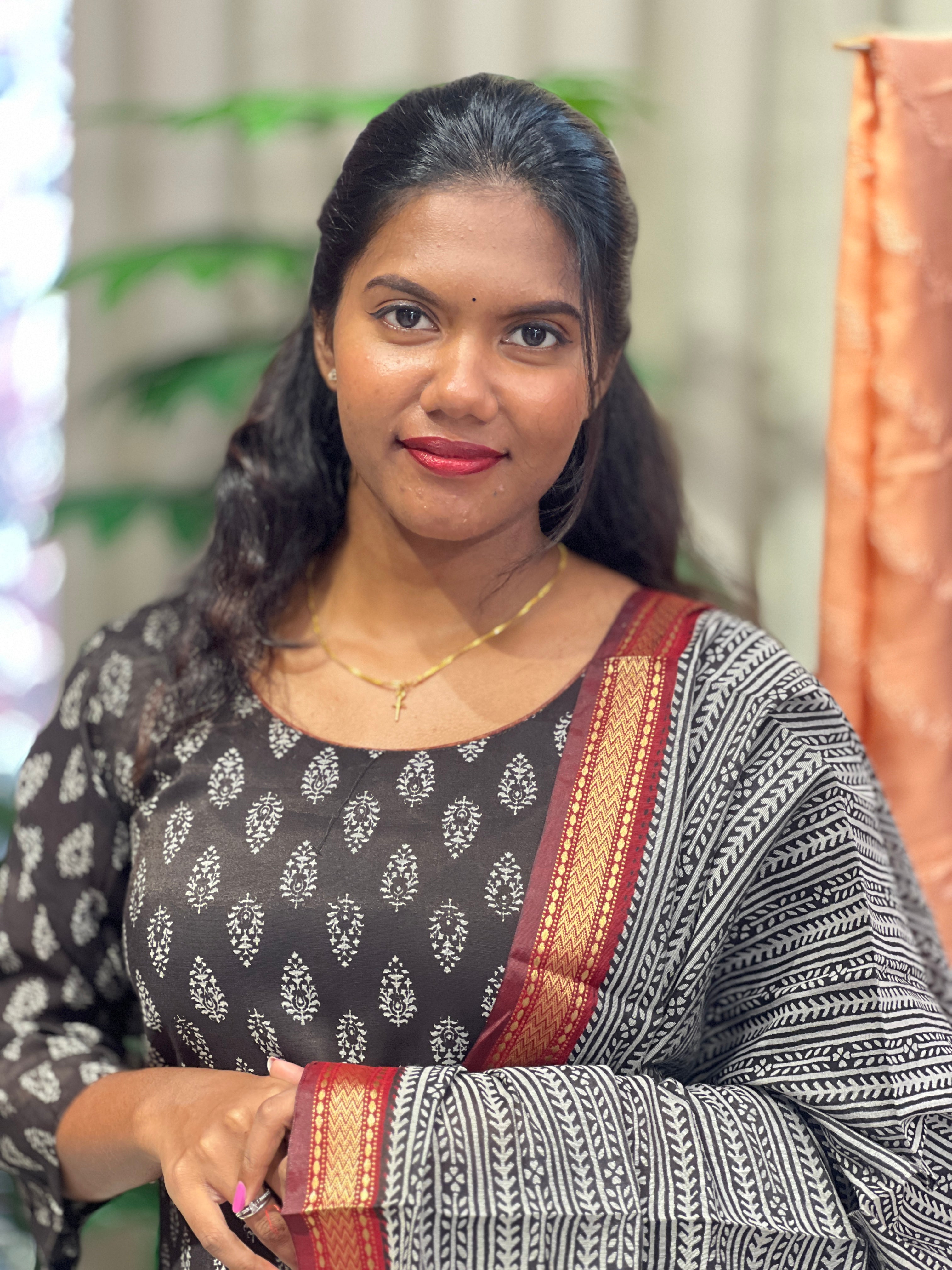 Floral Printed Pattern Chanderi Kurta Set |SLM215