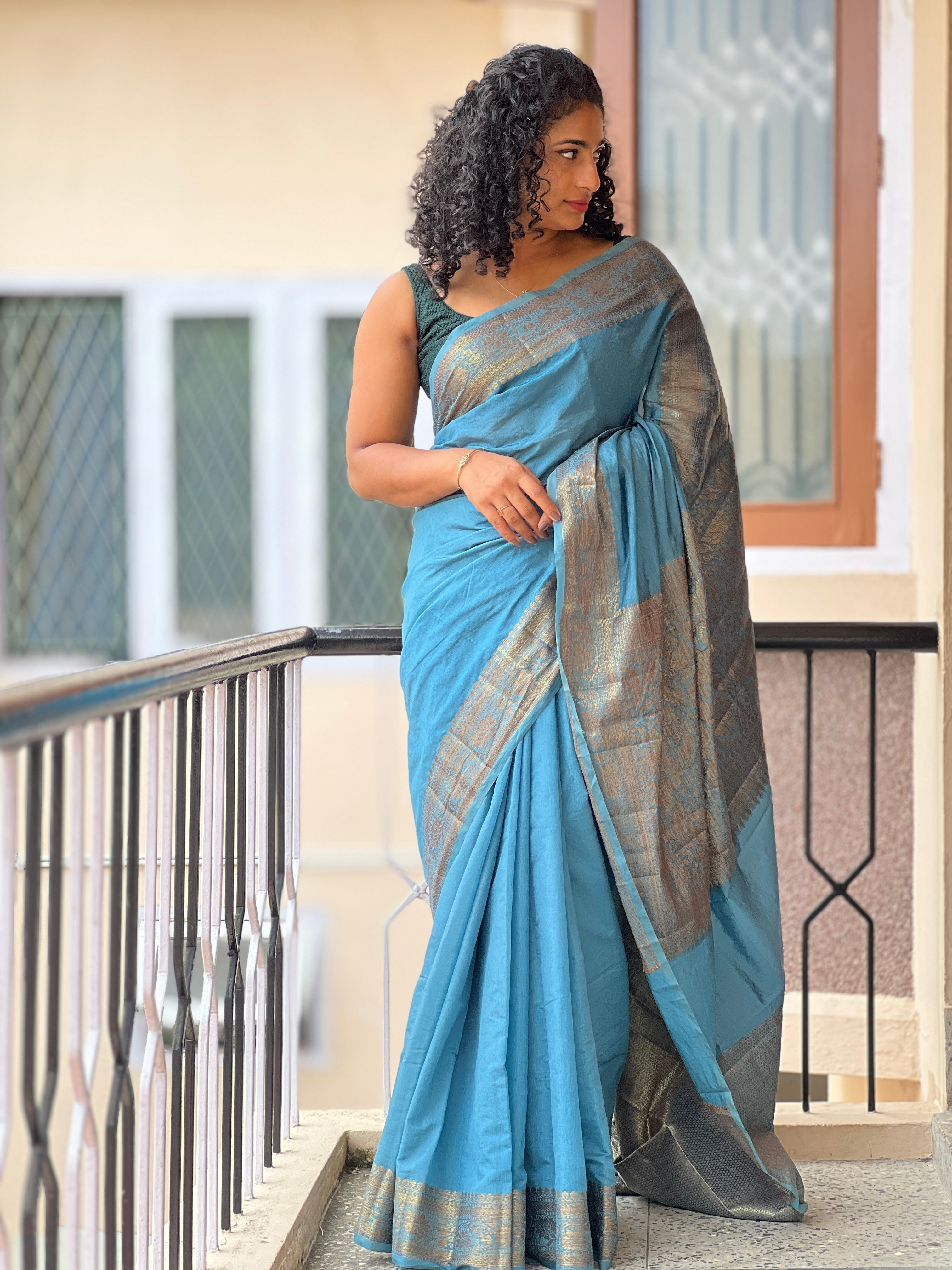 Banarasi Weaved Border Pattern Semi Silk Saree | JBE133