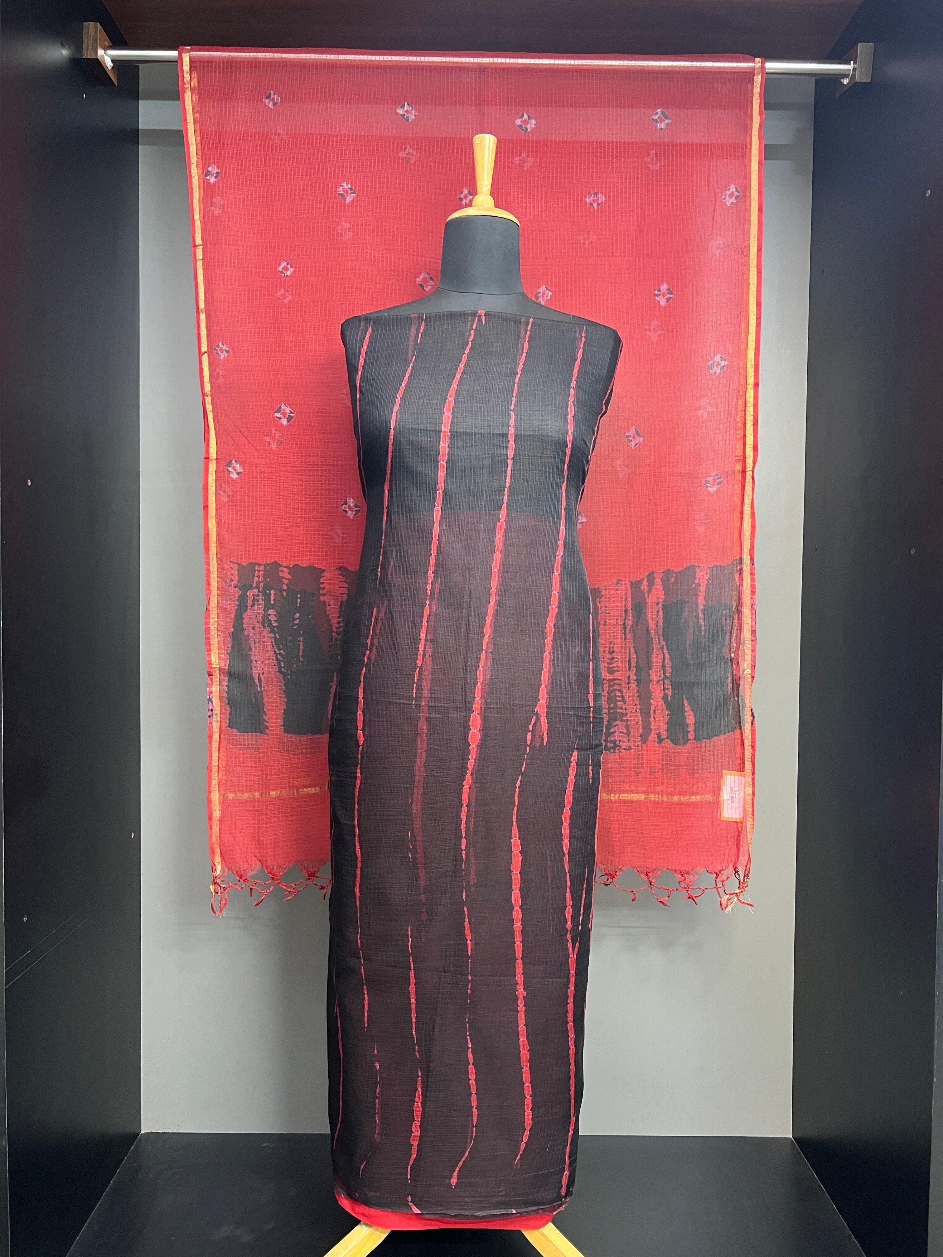 Tie And Dye Patterned Kota Doria Salwar Set | VFC564