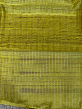 Silver Zari Check Patterned Tussar Saree | ACT1393