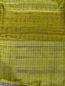 Silver Zari Check Patterned Tussar Saree | ACT1393