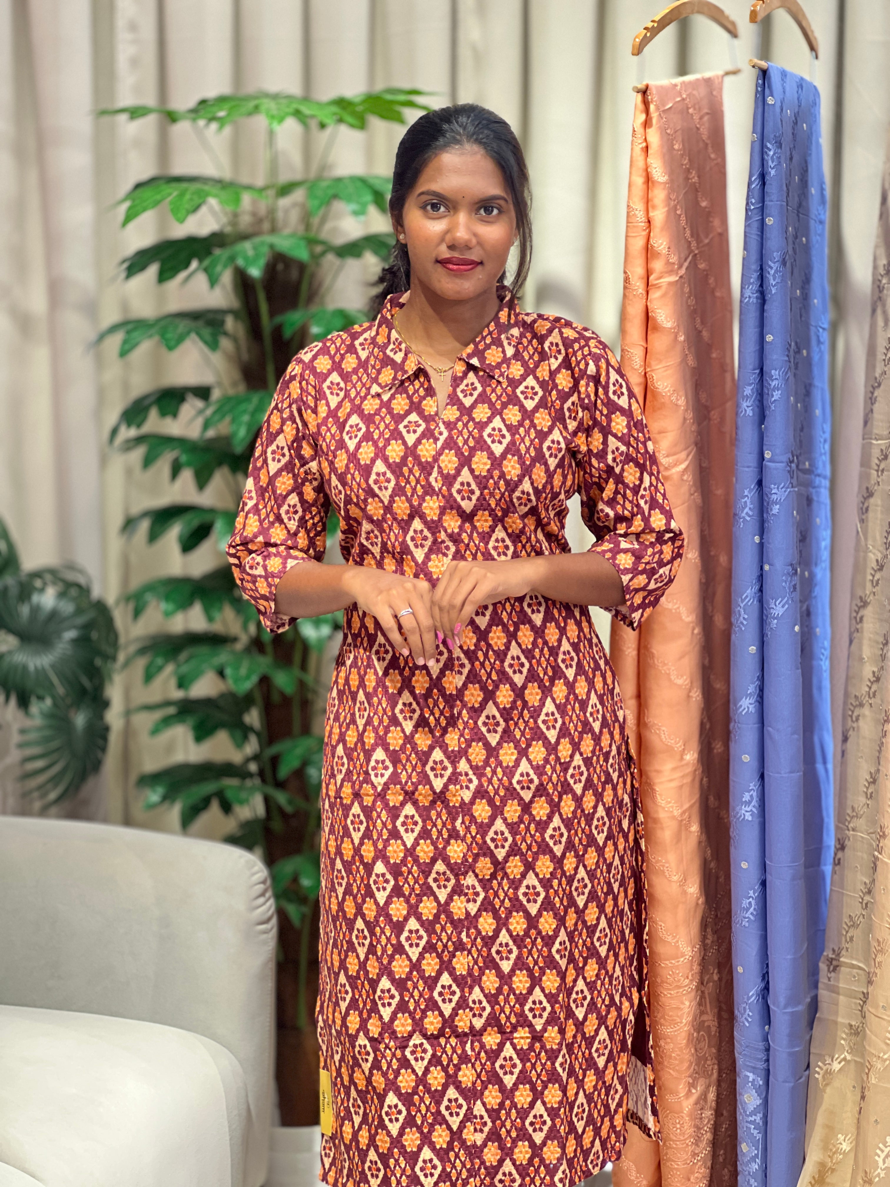 Geometric Pattern Cotton Kurta | RMLA334