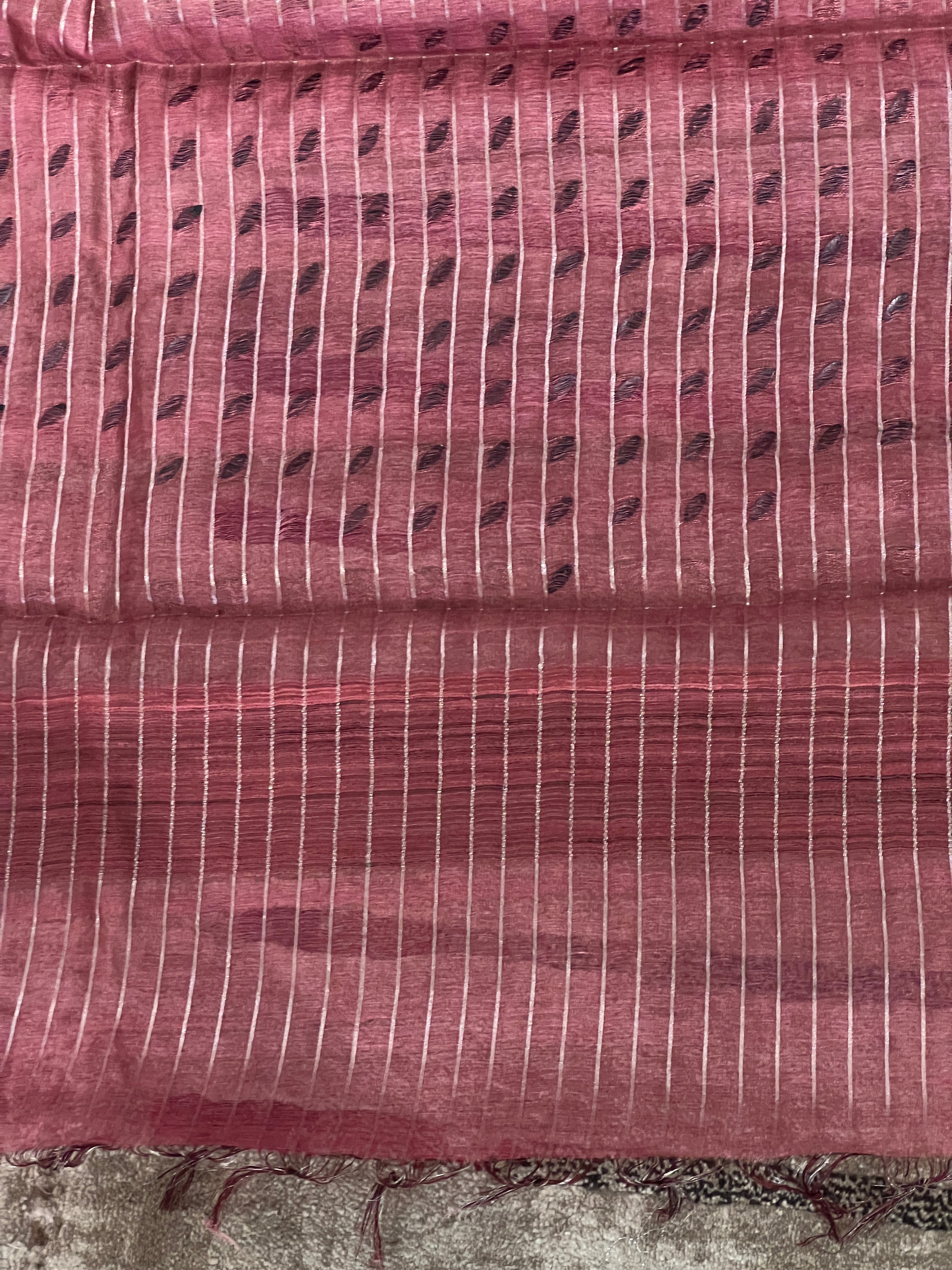 Basket Weaved With Zari Check Patterned Tussar Saree | ACT1394