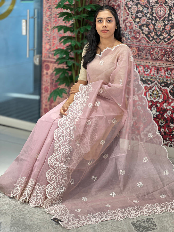 Floral Machine Embroidered Kota Saree | BLD1380