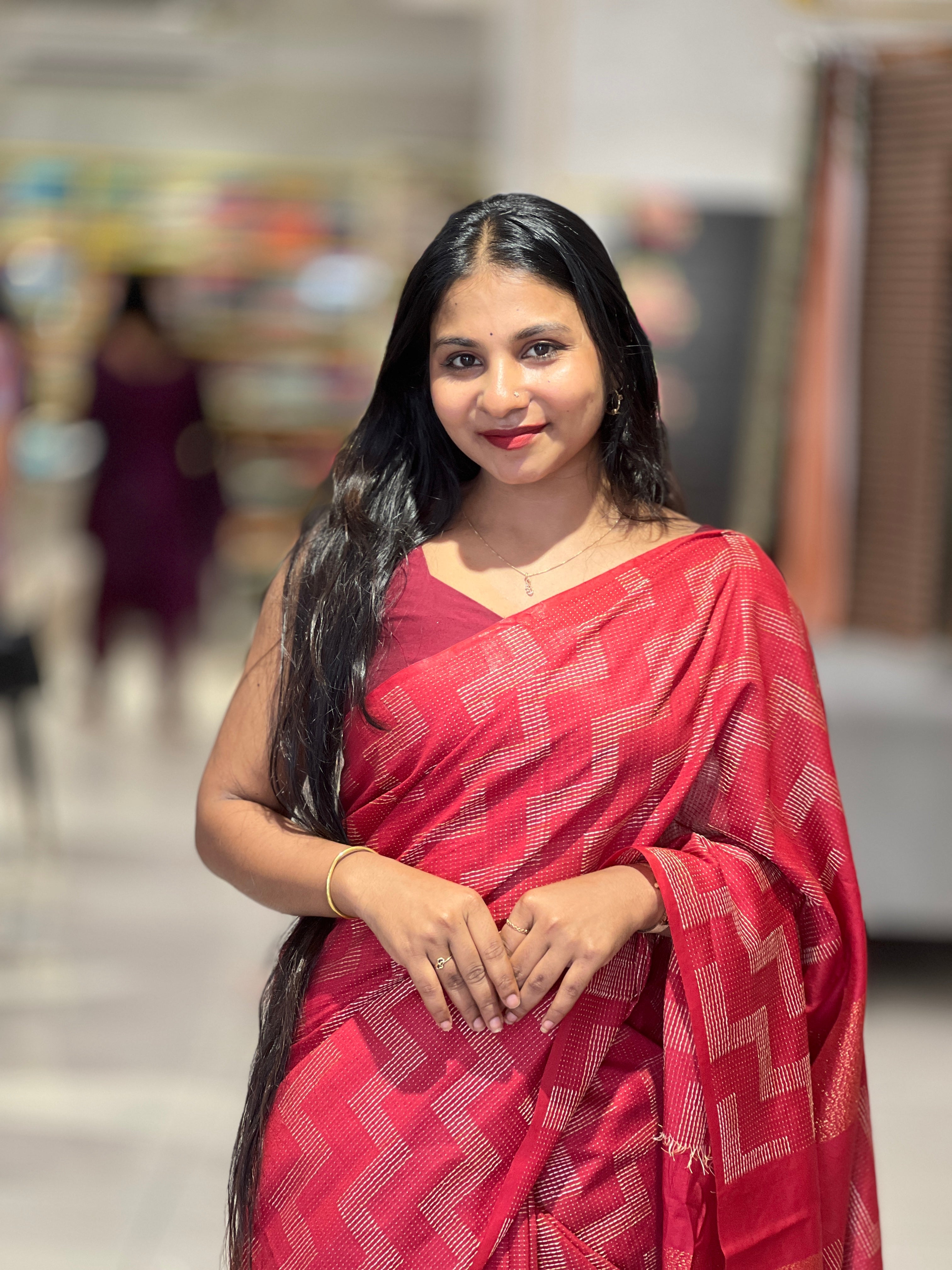 Zig Zag Pattern Weaved Bhagalpuri Linen Saree | NHH186