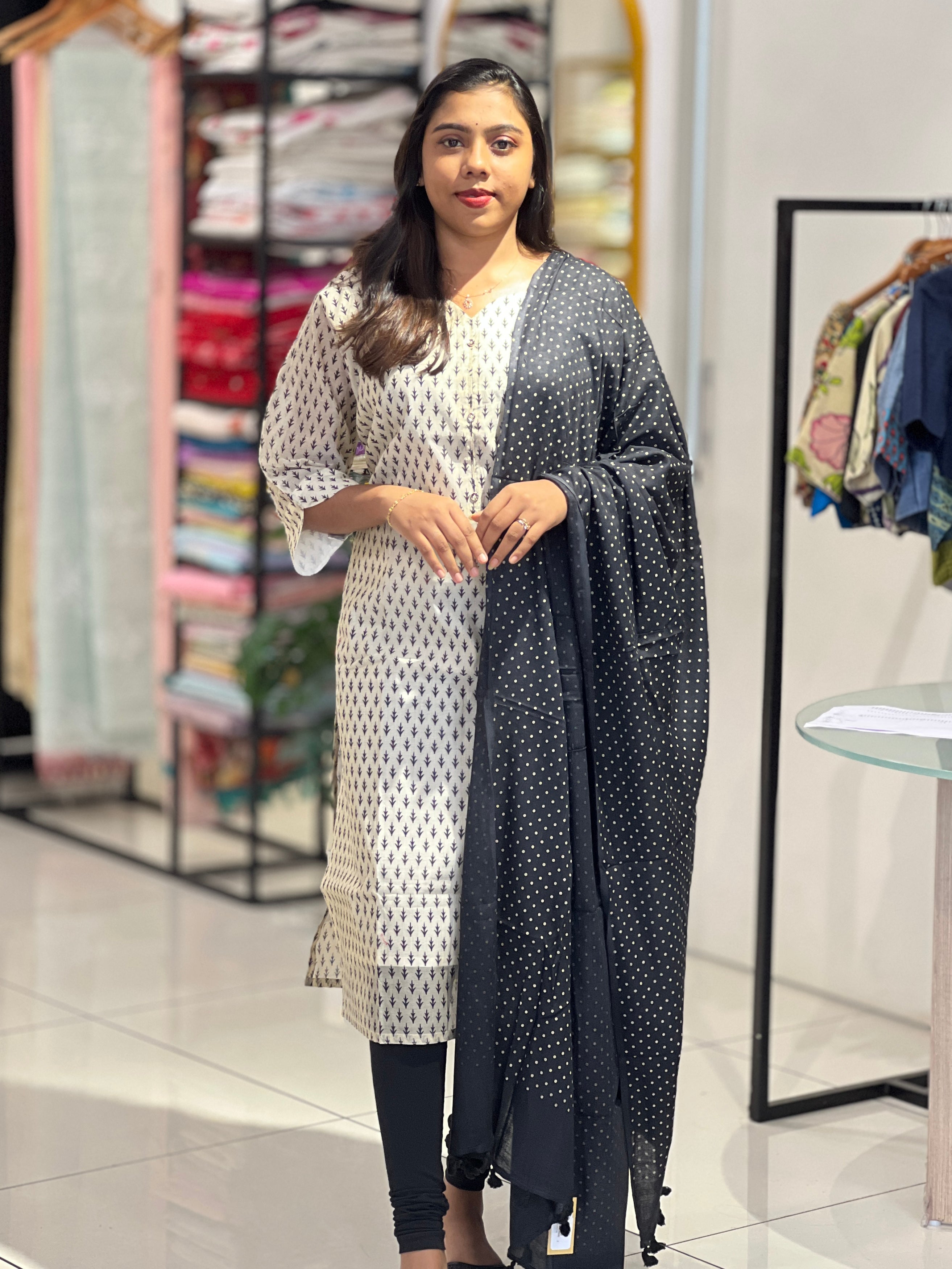 Floral Printed Pattern Chanderi Kurta Set  | RMLA358