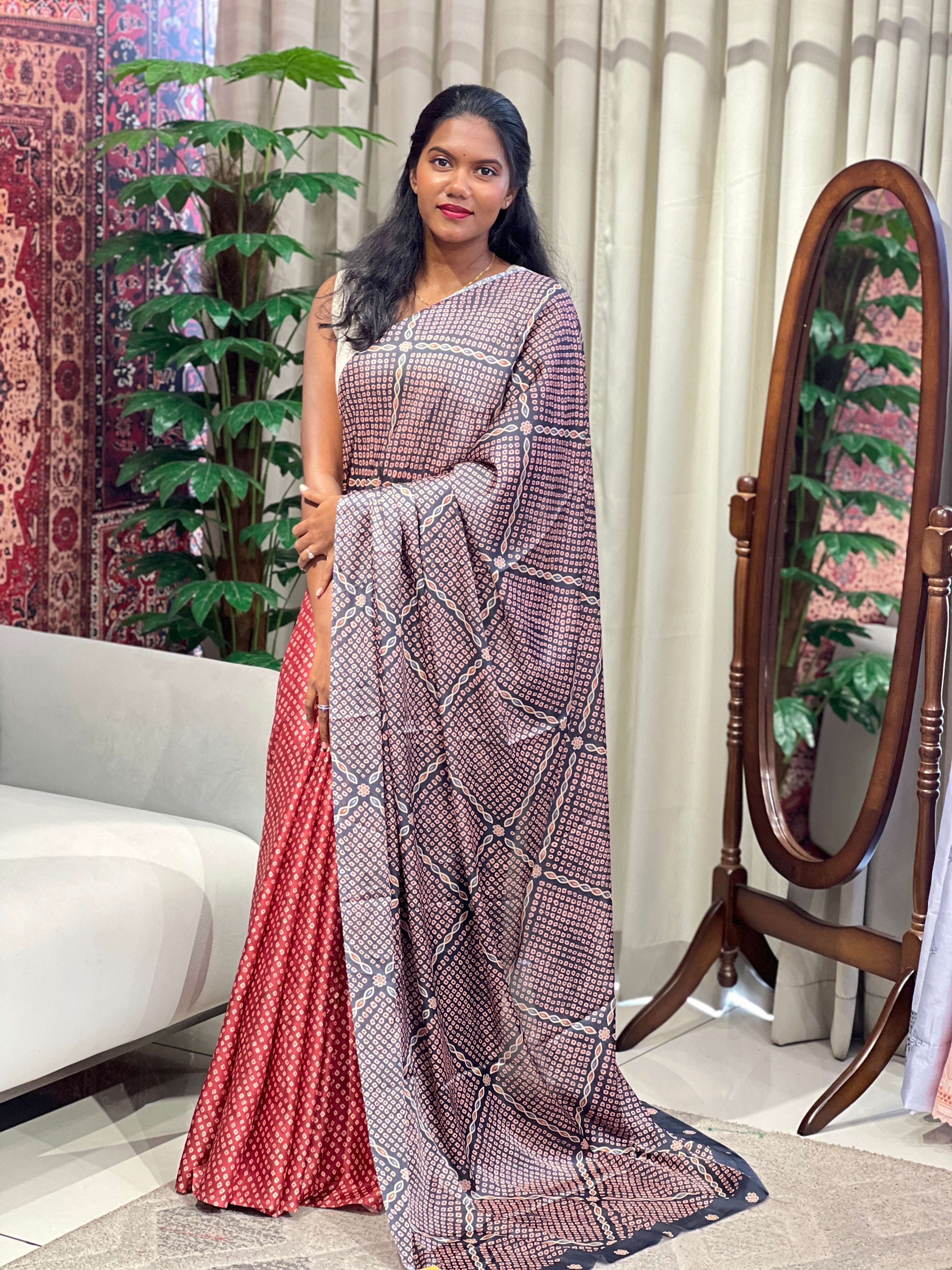 Bandhani Digital Printed Modal Finish Saree | SSN491