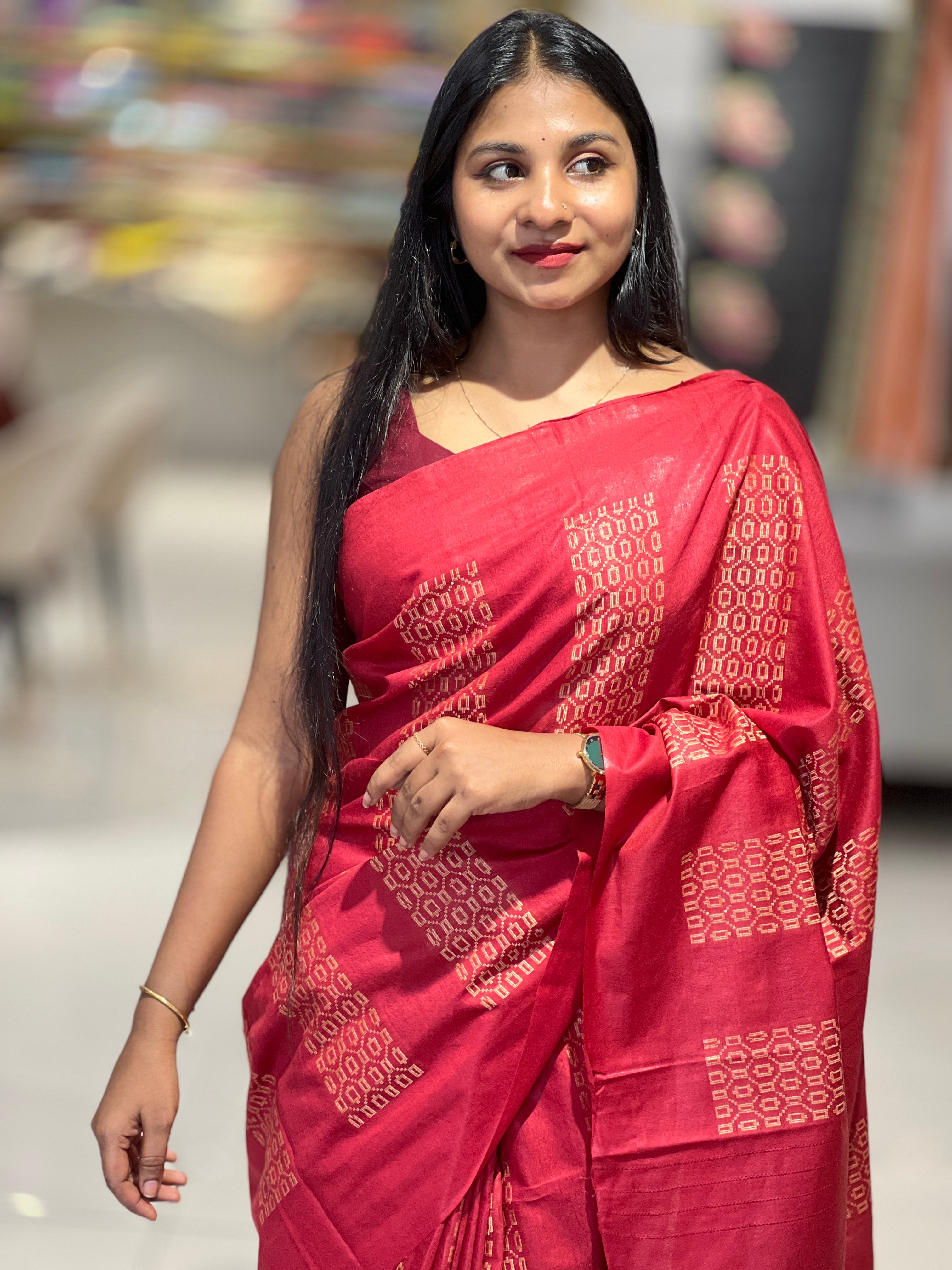 Honey Comb Design Bhagalpuri Linen Saree | NHH192