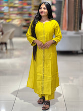 Panel Cut Detailed Linen Finish Kurta Top and Bottom | IB120