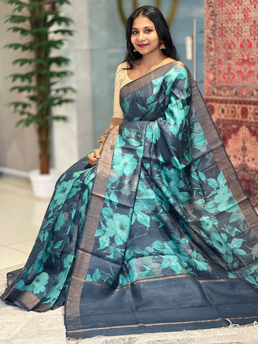 Floral Digital Printed Tussar Saree | UVS113