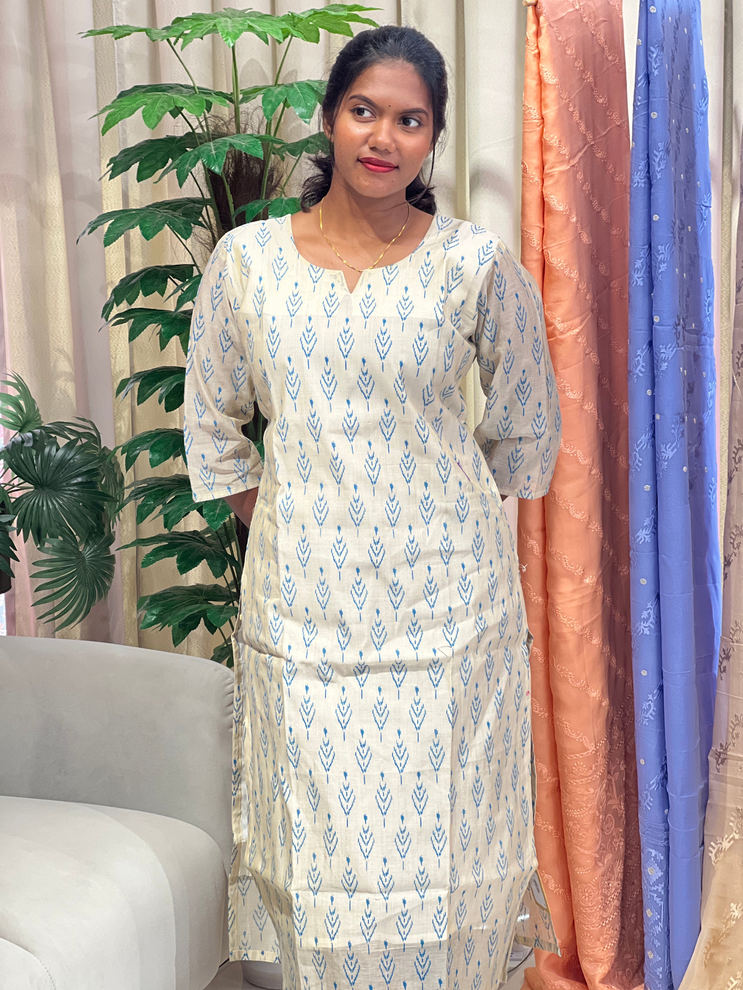 Geometric Pattern Chanderi Kurta | RMLA357