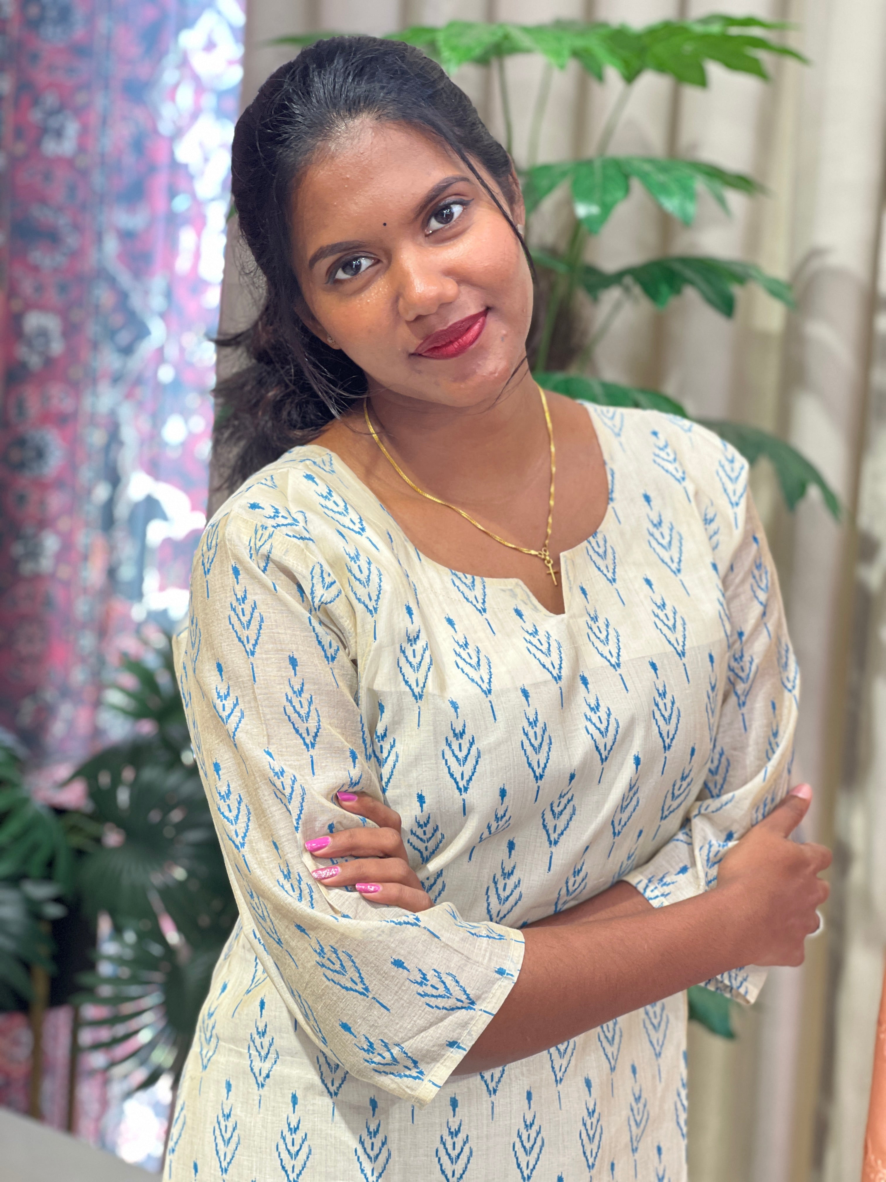Geometric Pattern Chanderi Kurta | RMLA357