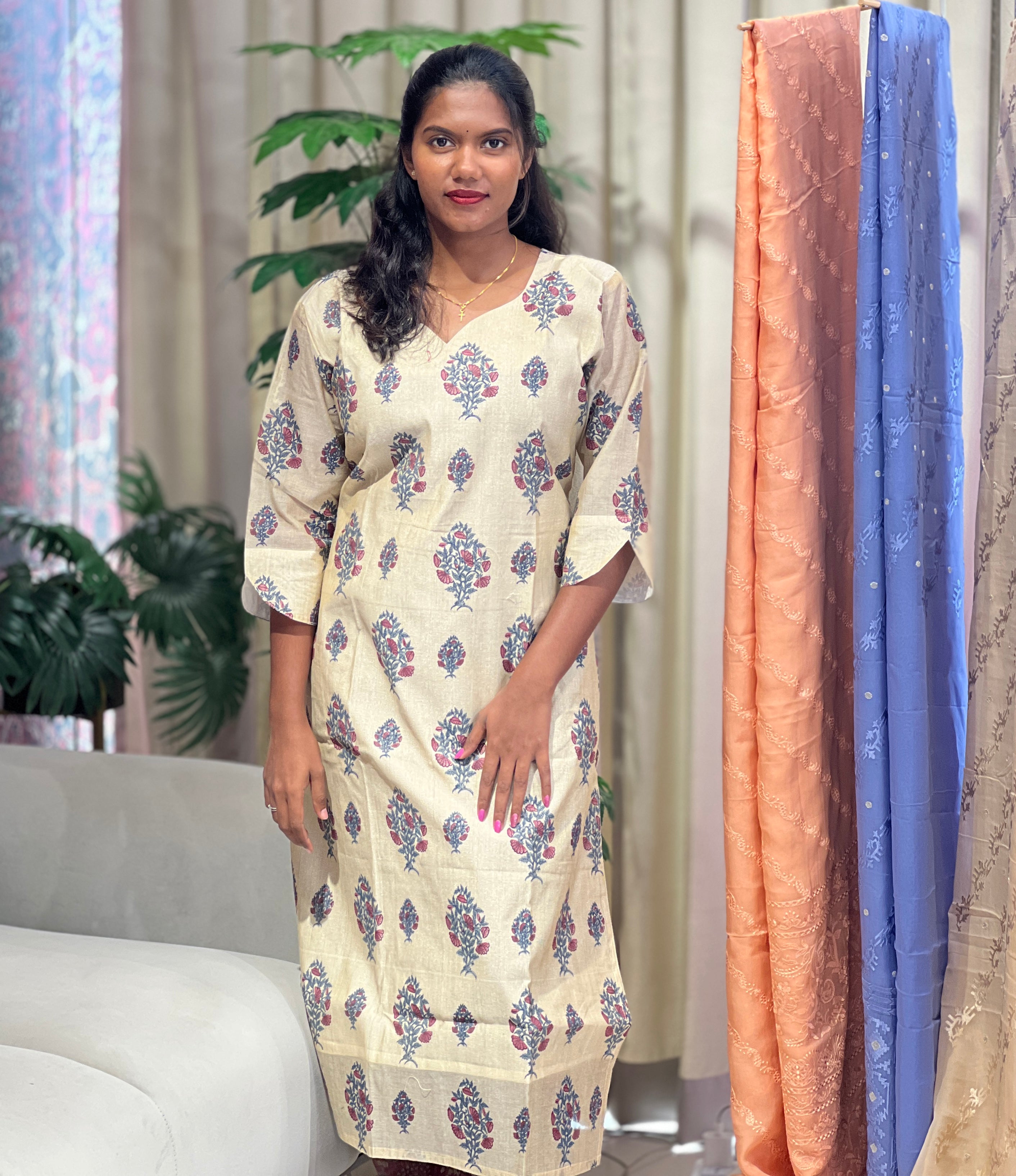 Digital Printed Chanderi Kurta | RMLA356