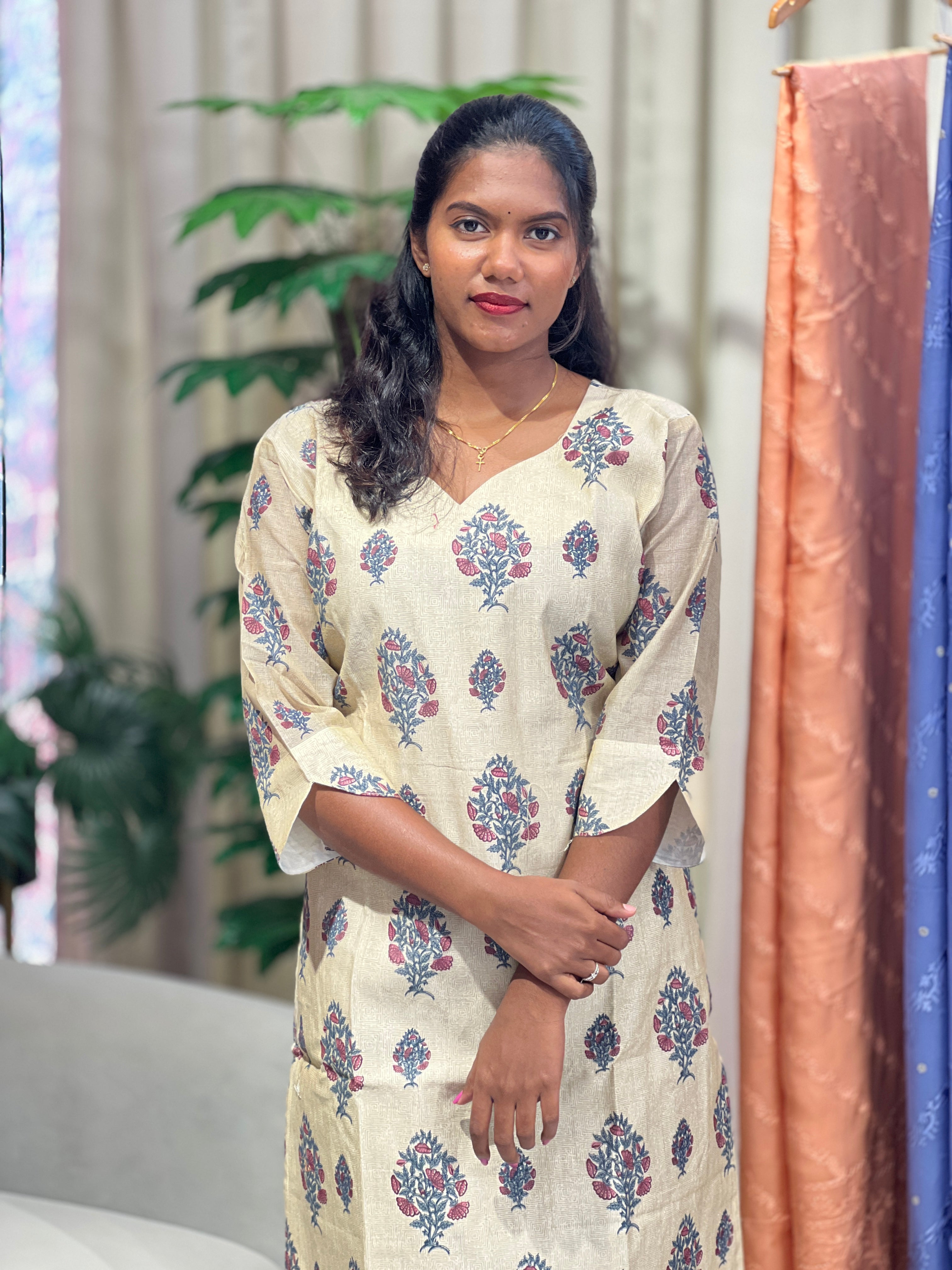 Digital Printed Chanderi Kurta | RMLA356