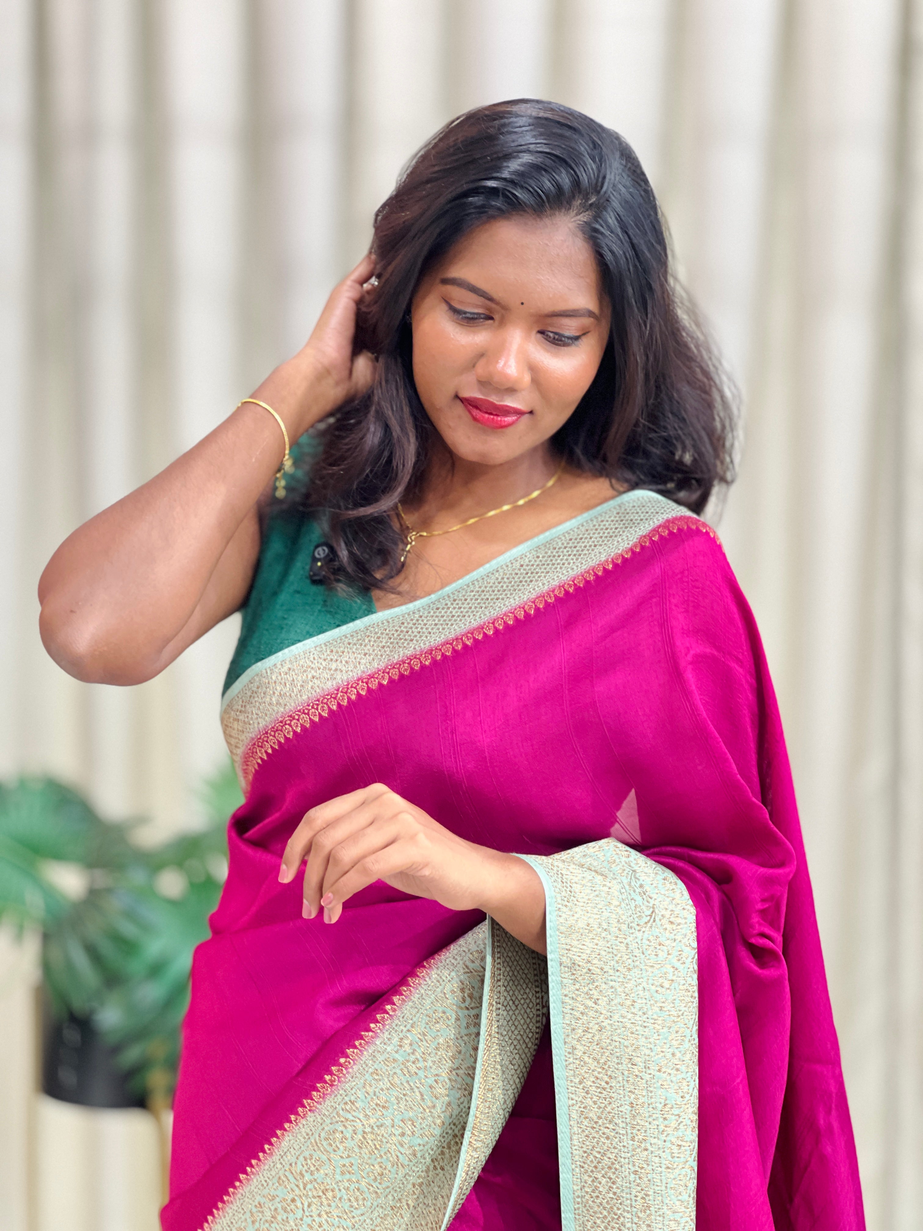 Solid Pattern Tussar Finish Saree | RS108