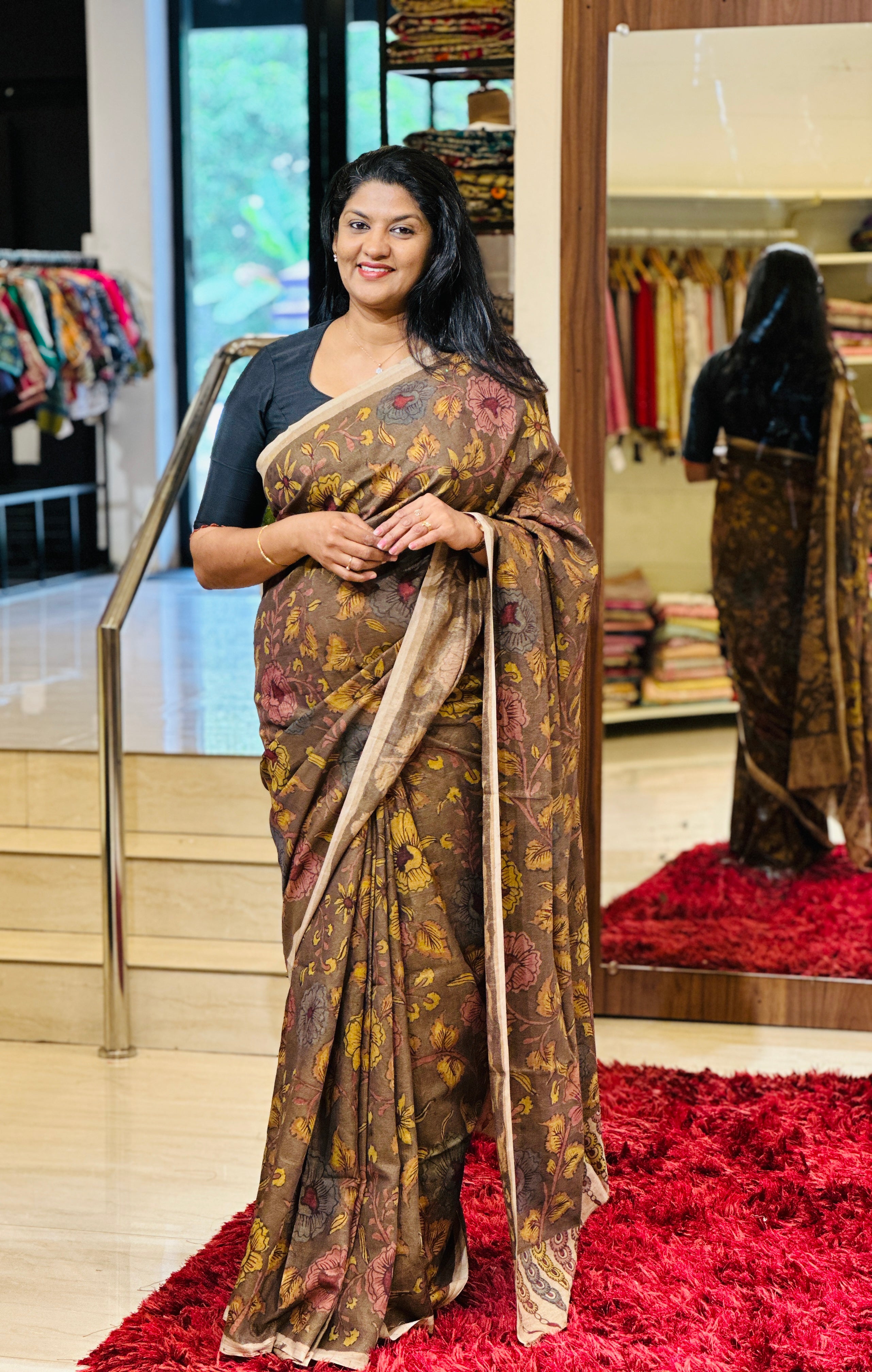 Pure Pen Kalamkari Detailed Muga Tussar Saree | SHA105