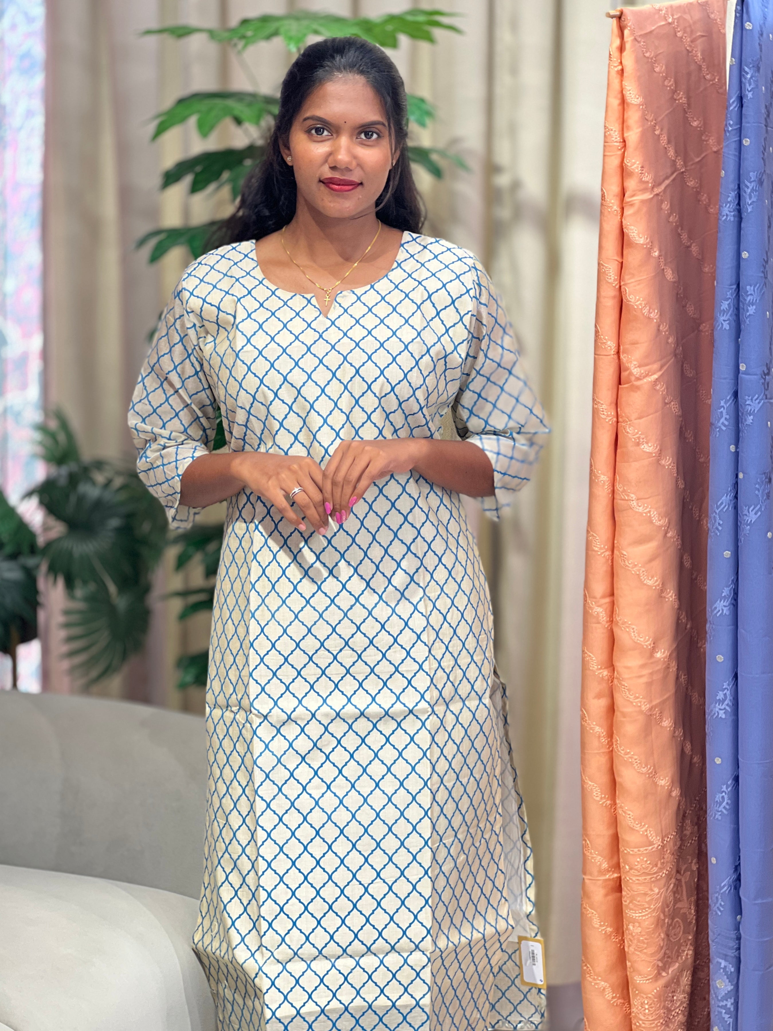 Geometric Pattern Chanderi Kurta |RMLA360