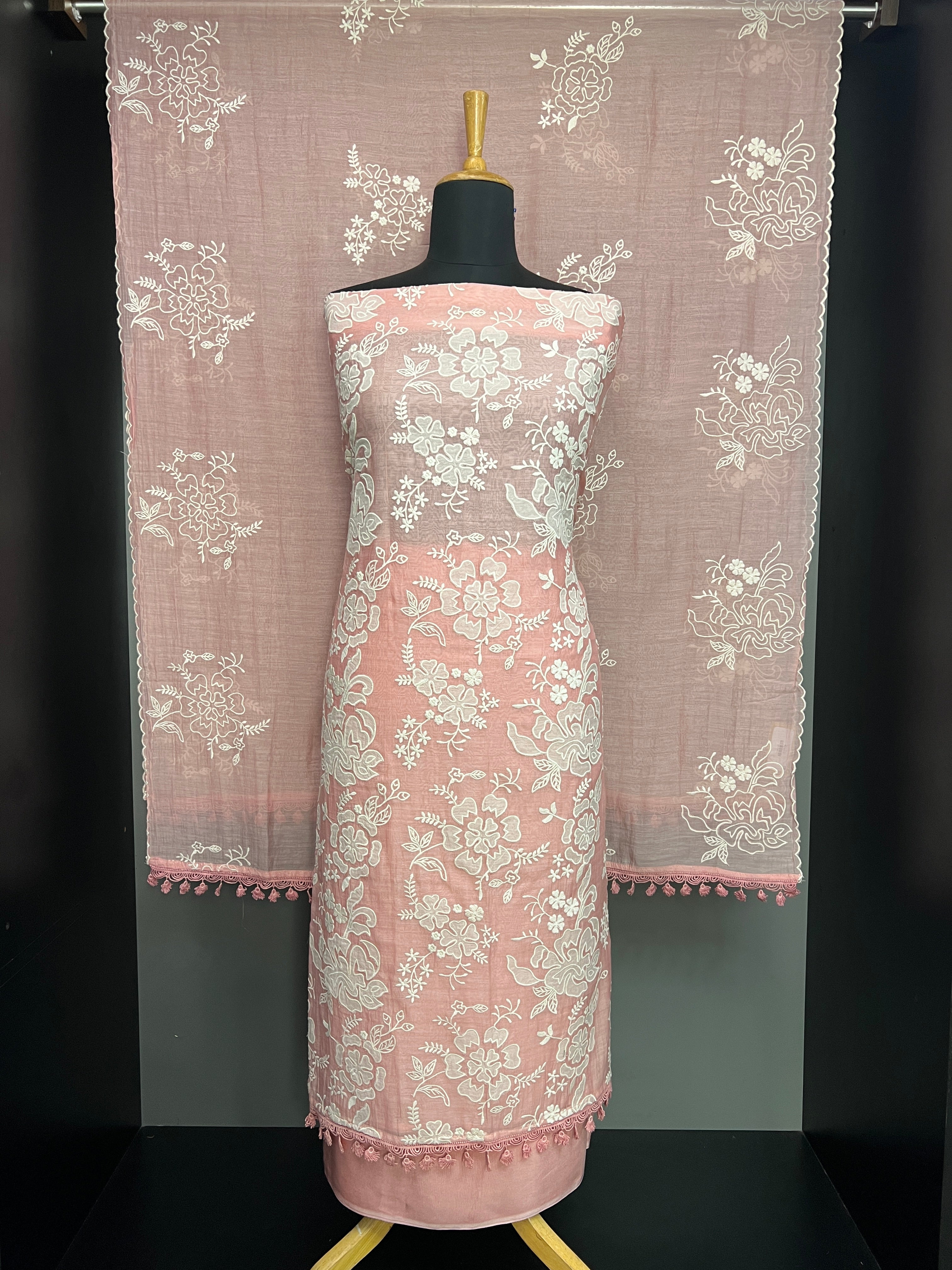 Floral Applique & Embroidery Detailed Pure Mul Chanderi Salwar Set | SRF101