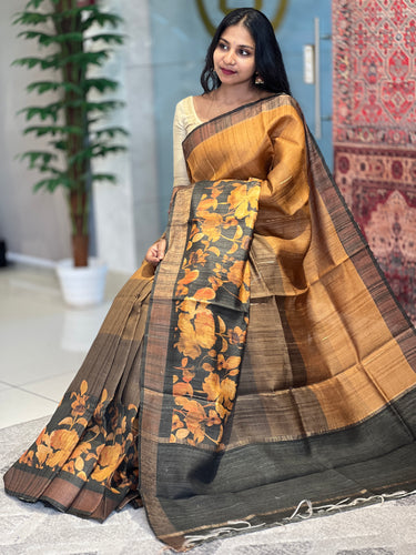 Floral Digital Printed Tussar Saree | UVS114