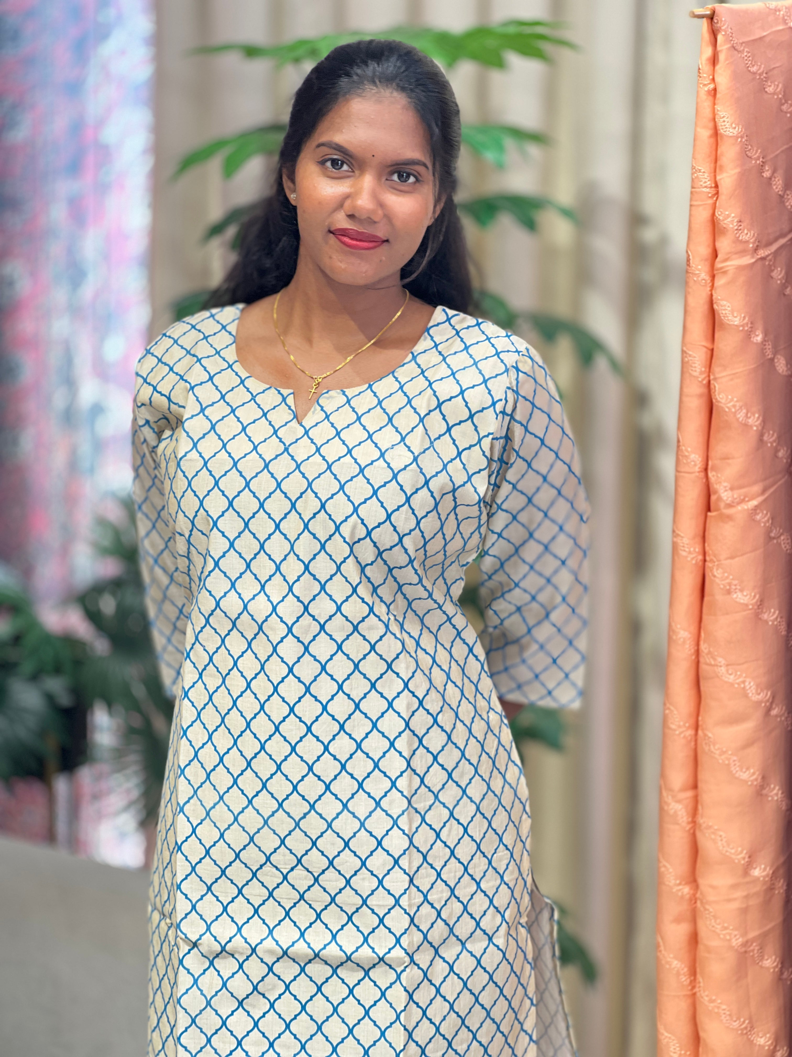 Geometric Pattern Chanderi Kurta |RMLA360